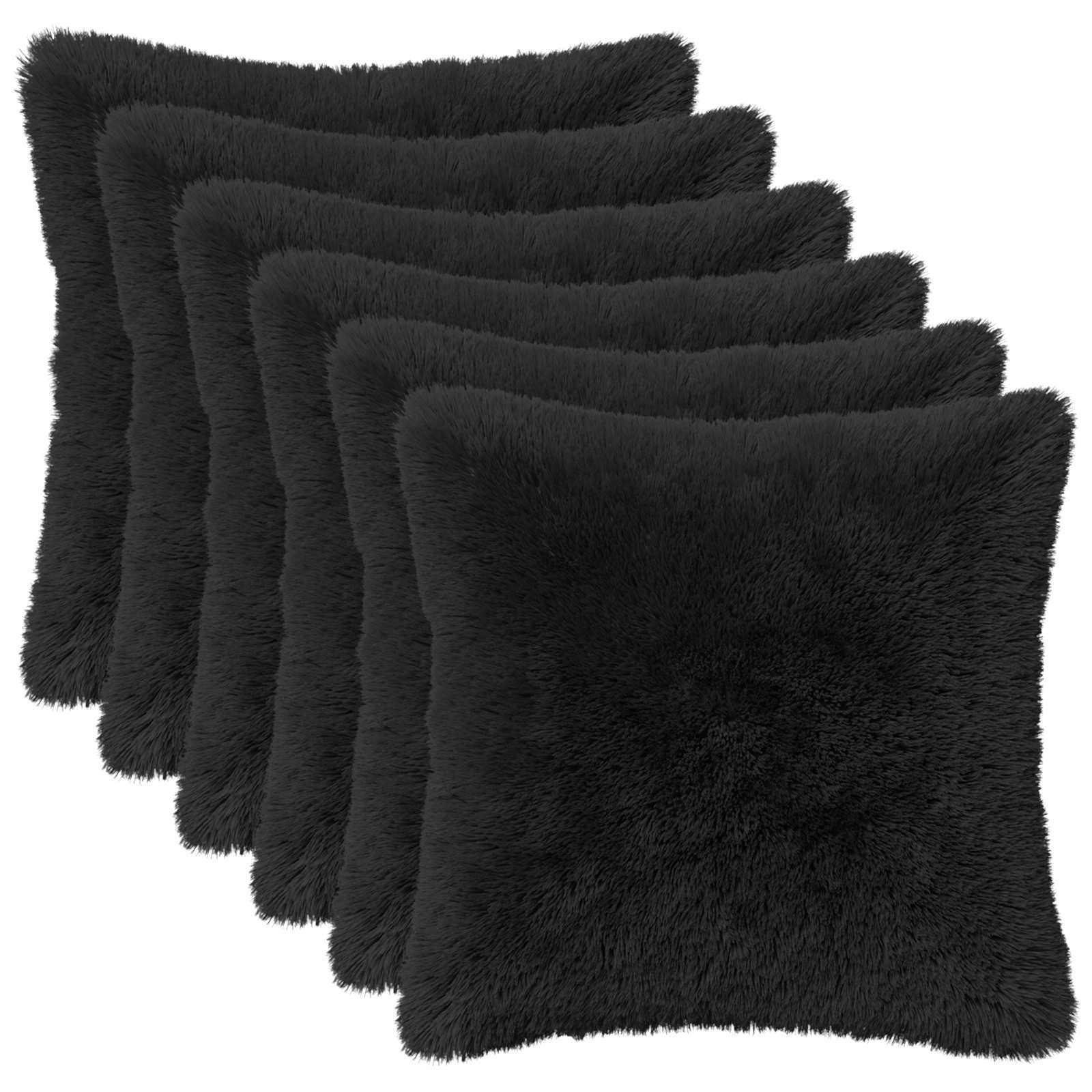 Κάλυμμα Μαξιλαριού 6 pcs HEERLEN Μαύρο 50 x 50 cm PV Φλίς