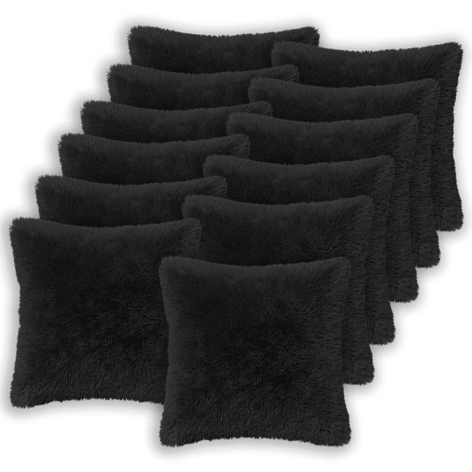 Κάλυμμα Μαξιλαριού 12 pcs HEERLEN Μαύρο 50 x 50 cm PV Φλίς