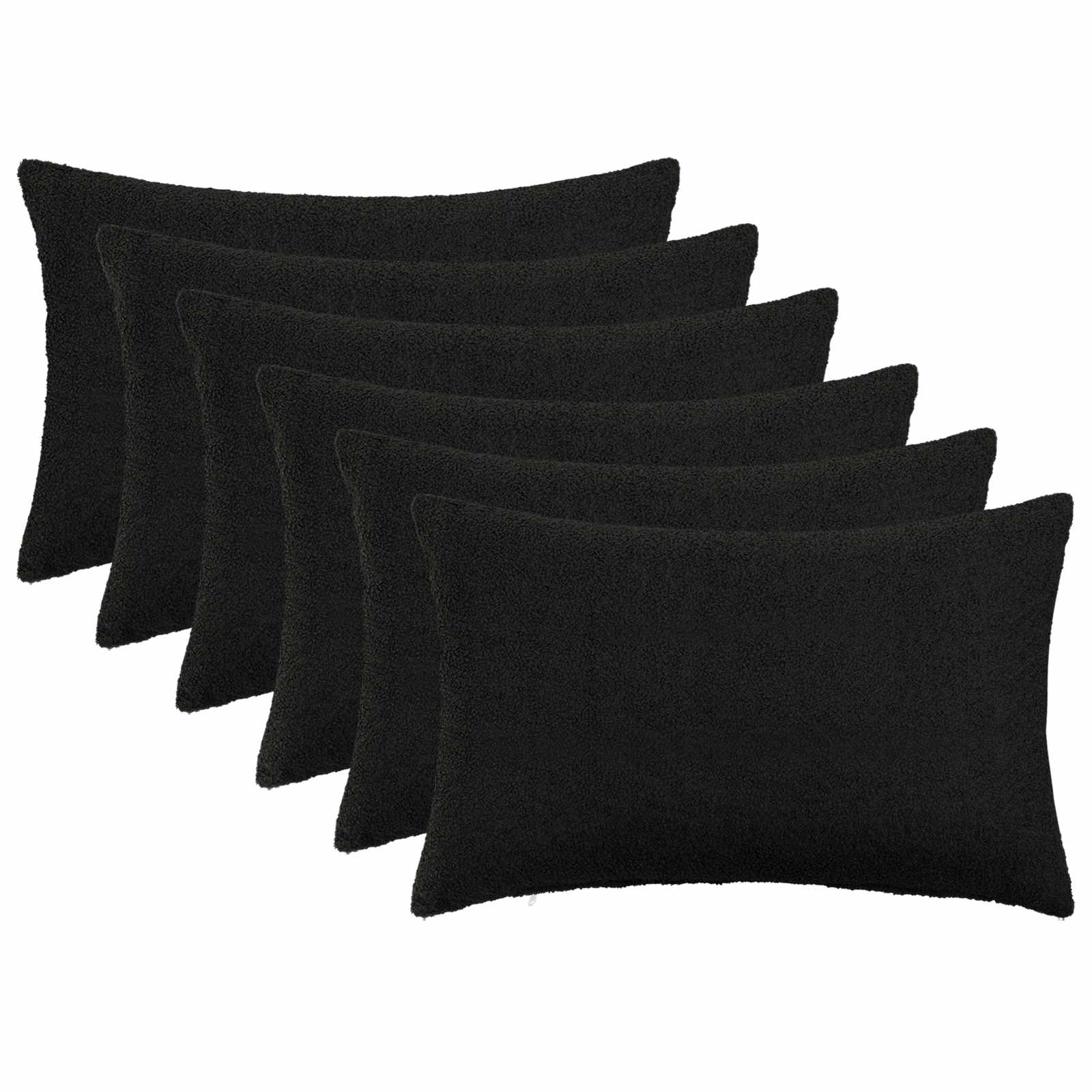 Κάλυμμα Μαξιλαριού 6 pcs HEERLEN Μαύρο 50 x 70 cm Μπουκλέ - Pakobazaar
