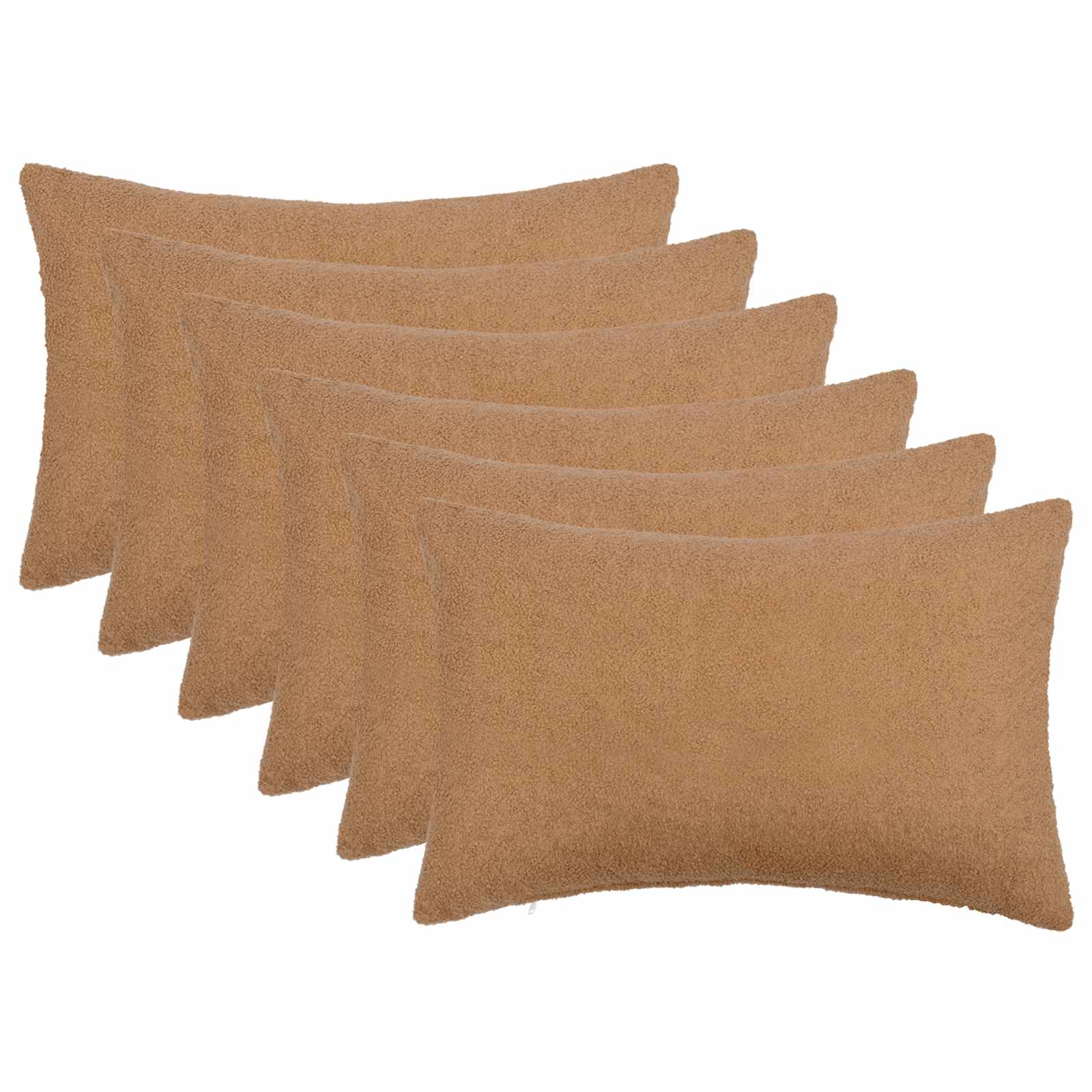 Κάλυμμα Μαξιλαριού 6 pcs HEERLEN Μπεζ 50 x 80 cm Μπουκλέ - Pakobazaar