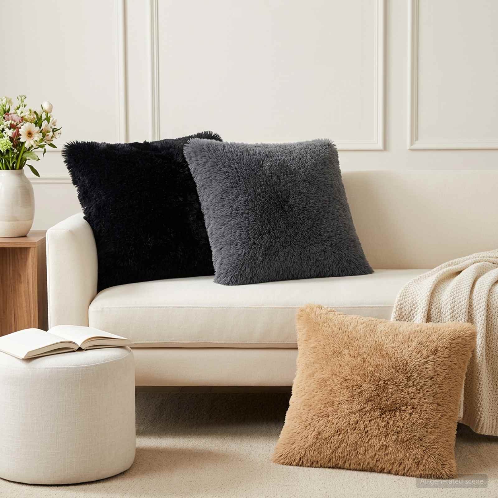 Κάλυμμα Μαξιλαριού 2 pcs HEERLEN Taupe 60 x 60 cm PV Φλίς