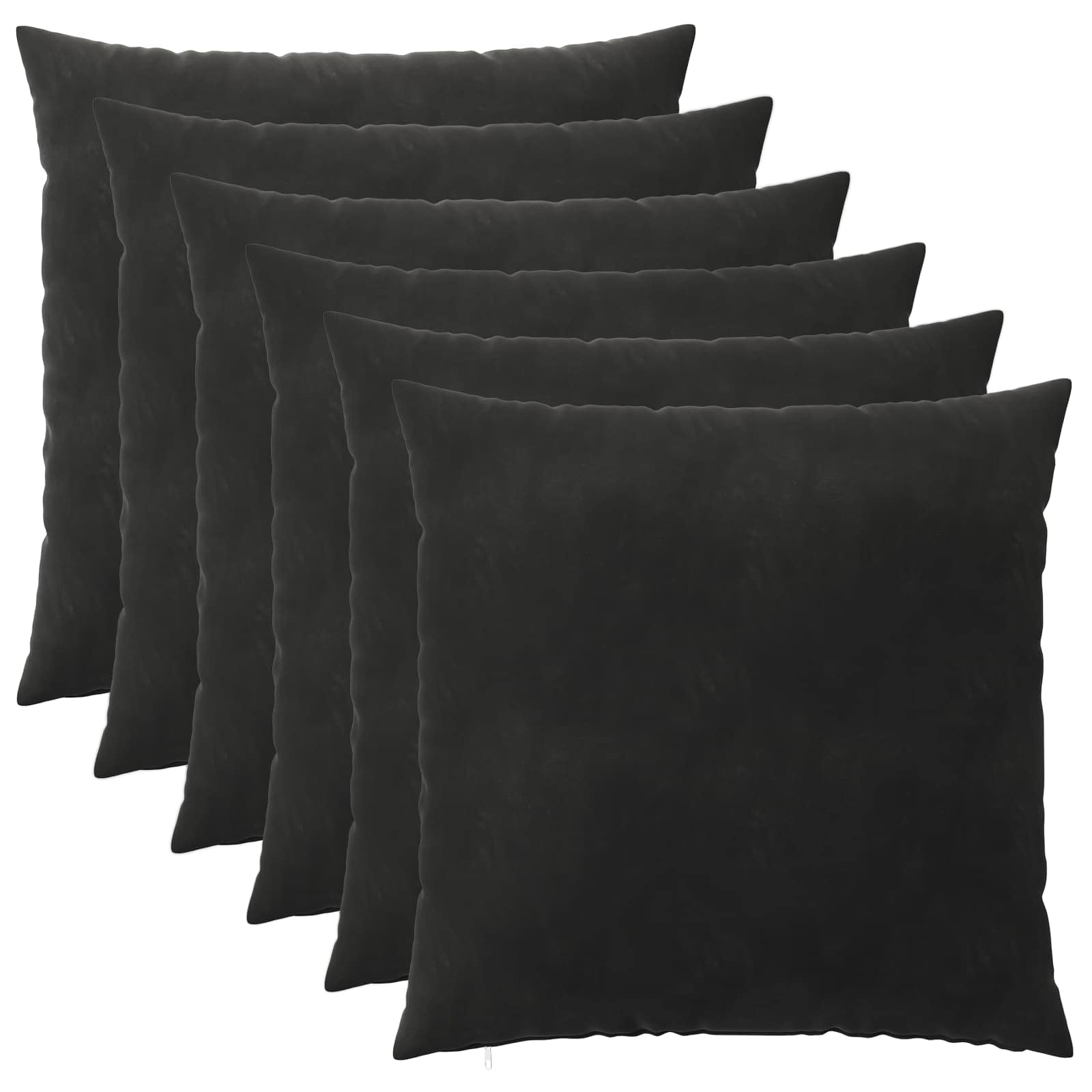 Κάλυμμα Μαξιλαριού 6 pcs HEERLEN Μαύρο 60 x 60 cm Βελούδο