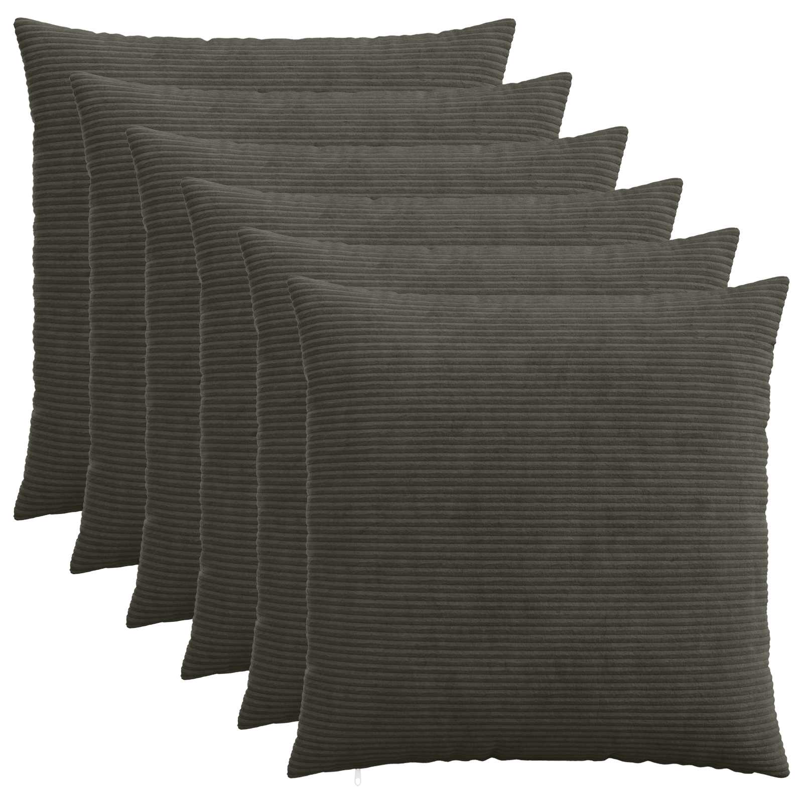 Κάλυμμα Μαξιλαριού 6 pcs HEERLEN Ανθρακί 60 x 60 cm κορντουρόι - Pakobazaar