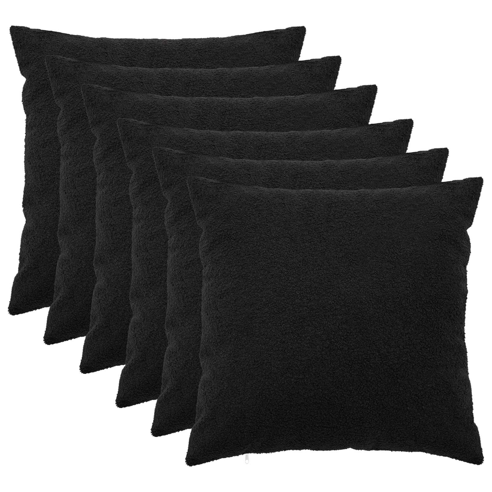 Κάλυμμα Μαξιλαριού 6 pcs HEERLEN Μαύρο 60 x 60 cm Μπουκλέ
