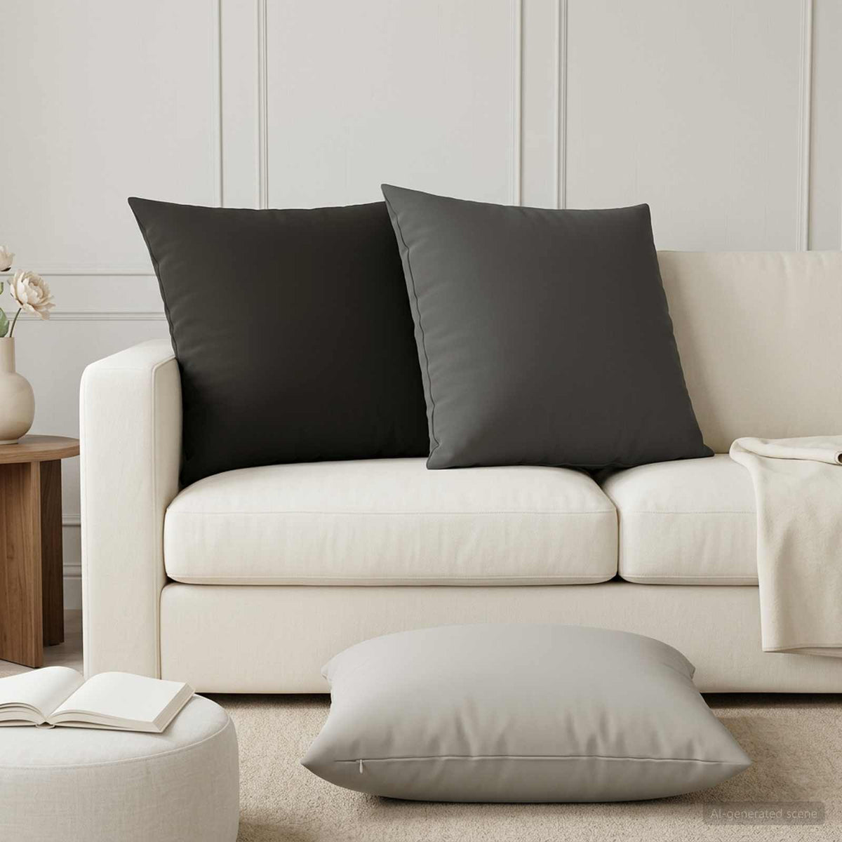 Κάλυμμα Μαξιλαριού 2 pcs HEERLEN Γκρι 80 x 80 cm Πολυεστέρας