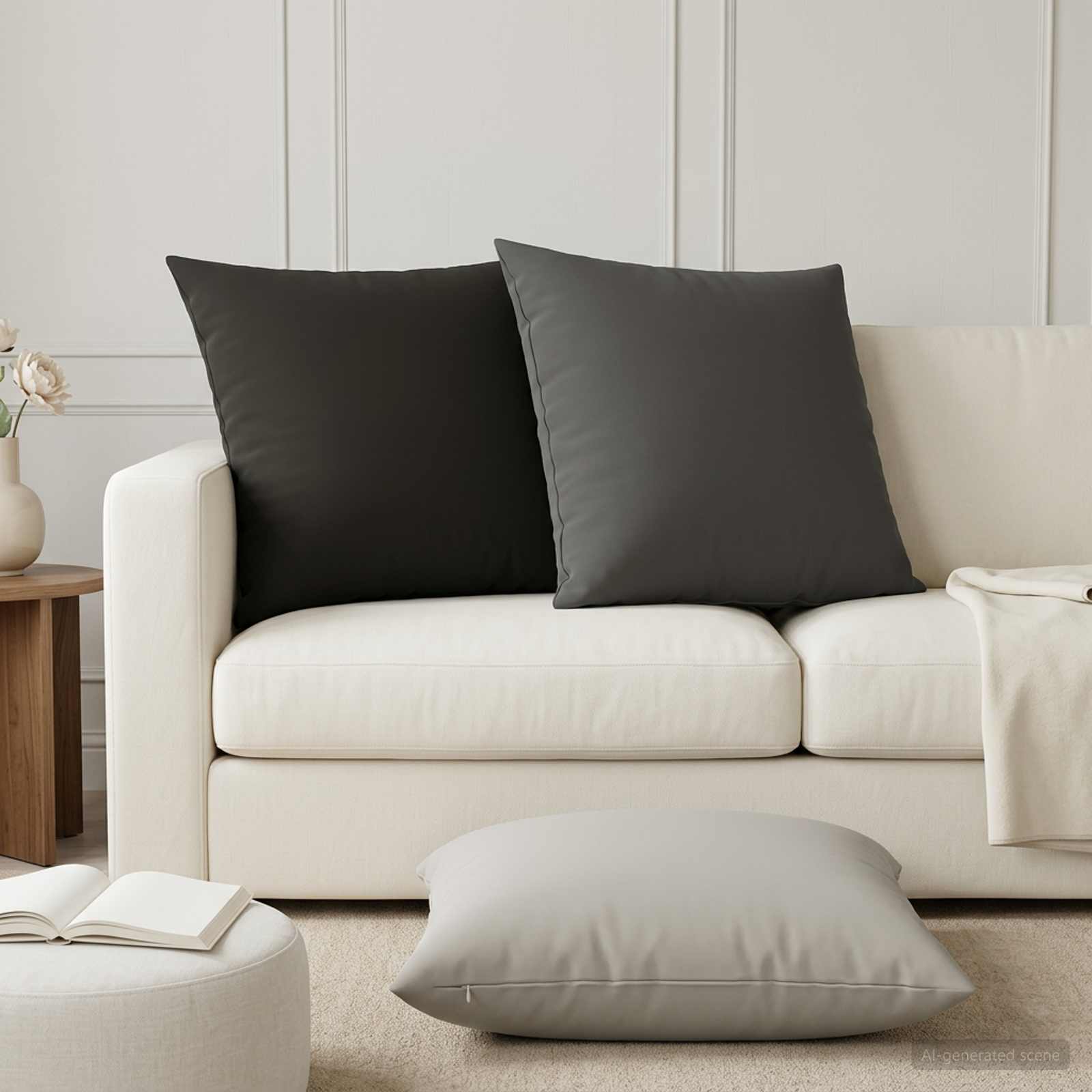 Κάλυμμα Μαξιλαριού 2 pcs HEERLEN Γκρι 80 x 80 cm Πολυεστέρας