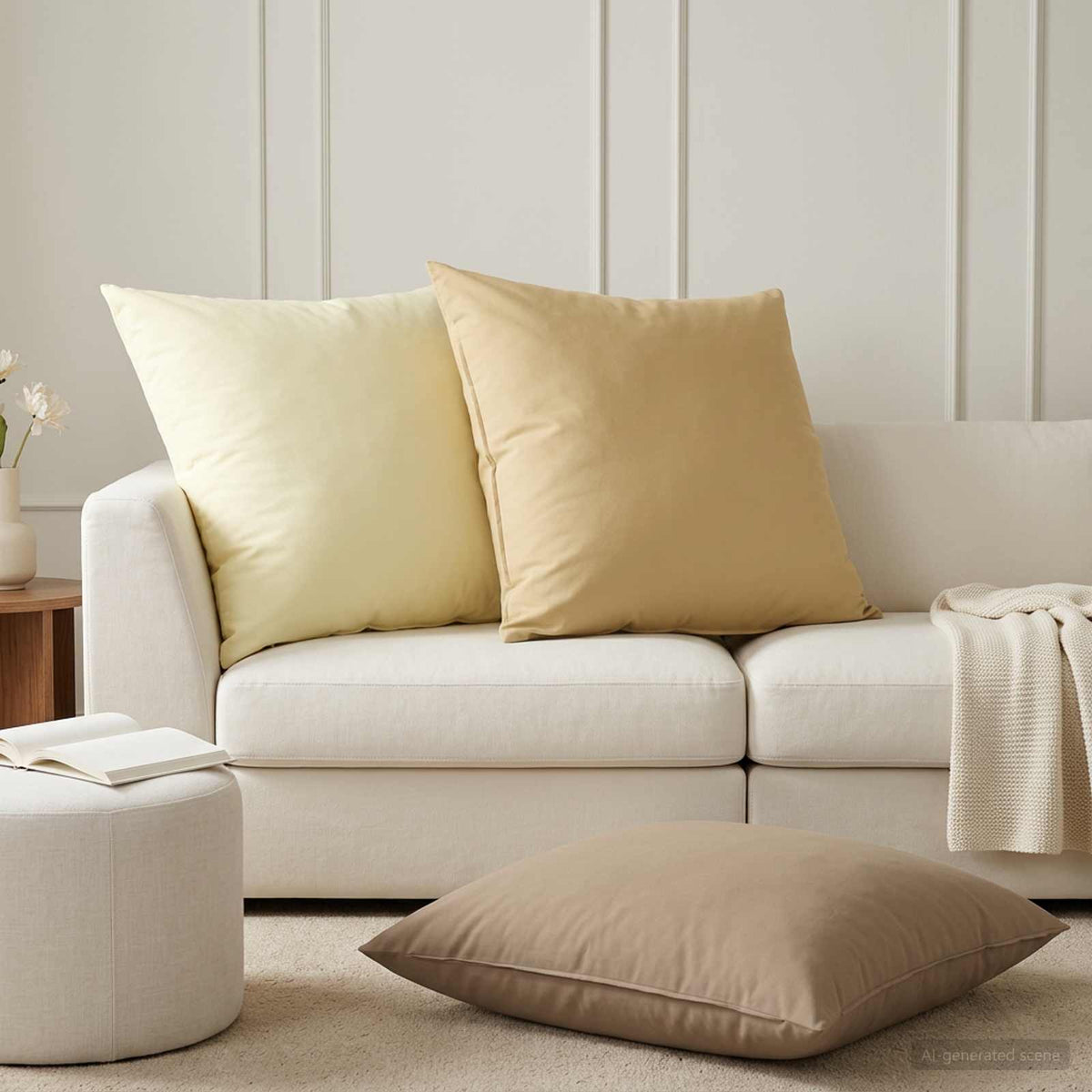 Κάλυμμα Μαξιλαριού 2 pcs HEERLEN Κρεμ 80 x 80 cm Πολυεστέρας - Pakobazaar