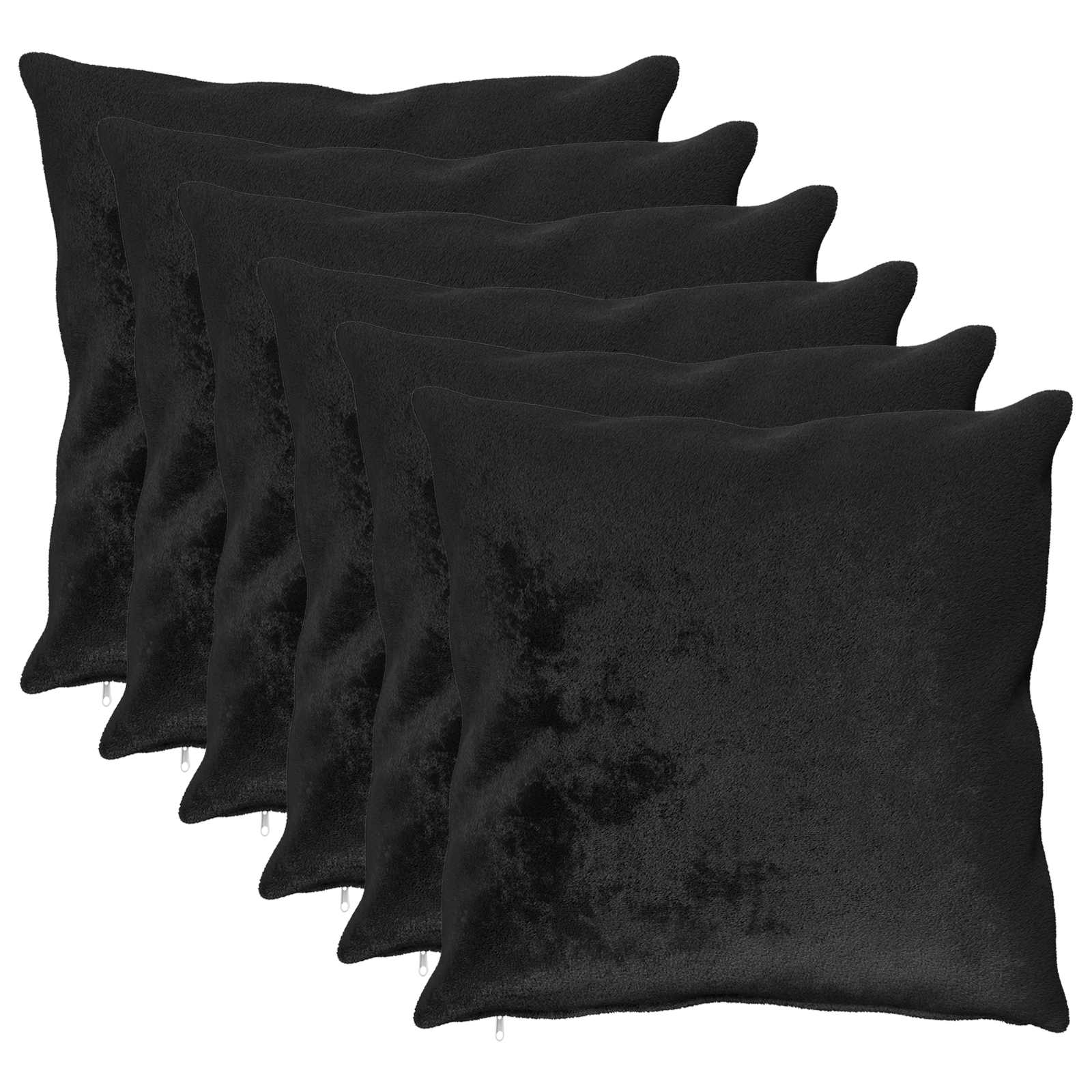Κάλυμμα Μαξιλαριού 6 pcs HEERLEN Μαύρο 65 x 65 εκ. Φανέλα - Pakobazaar