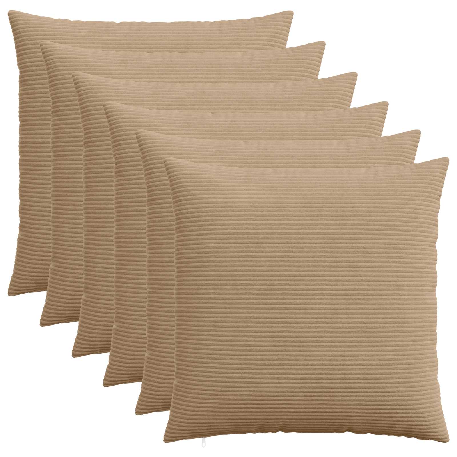 Κάλυμμα Μαξιλαριού 6 pcs HEERLEN Καφέ 70 x 70 cm κορντουρόι - Pakobazaar