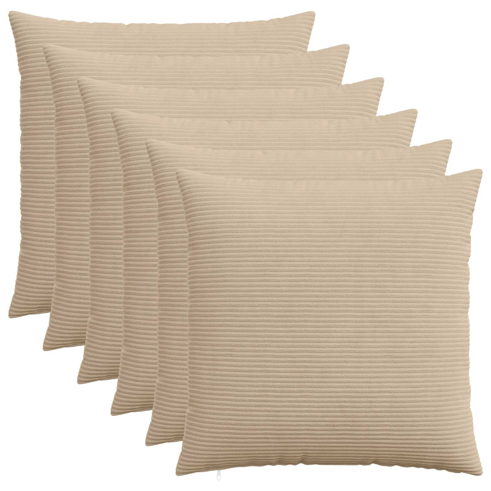 Κάλυμμα Μαξιλαριού 6 pcs HEERLEN Taupe 80 x 80 cm κορντουρόι - Pakobazaar