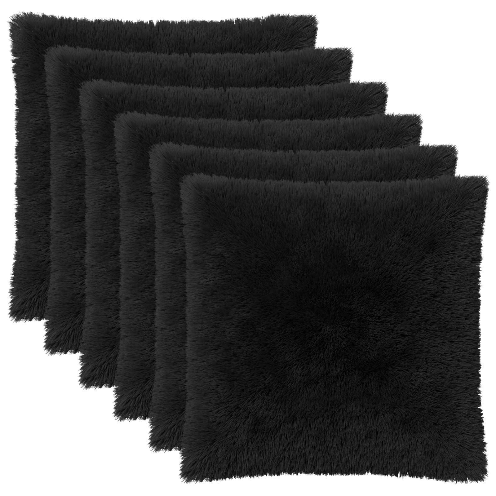 Κάλυμμα Μαξιλαριού 6 pcs HEERLEN Μαύρο 80 x 80 cm PV Φλίς