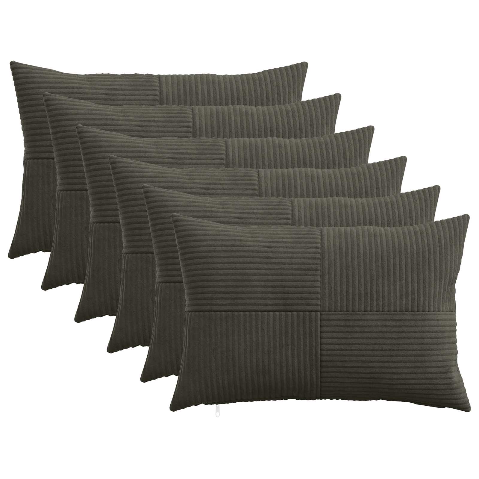 Κάλυμμα Μαξιλαριού 6 pcs ALMELO Ανθρακί 30 x 50 cm κορντουρόι - Pakobazaar