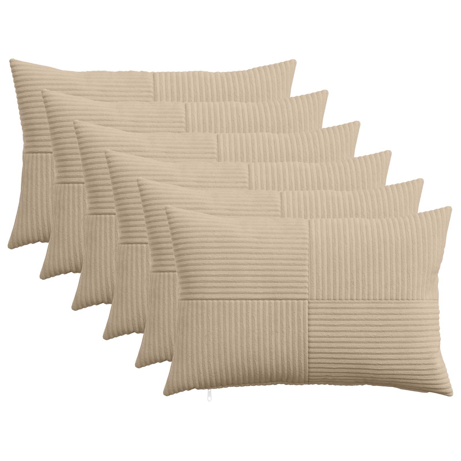 Κάλυμμα Μαξιλαριού 6 pcs ALMELO Taupe 30 x 50 cm κορντουρόι - Pakobazaar