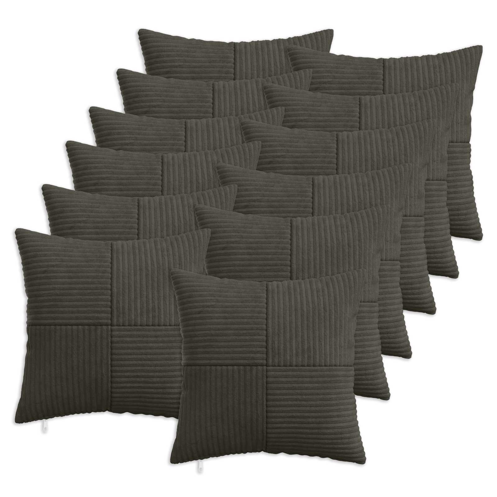 Κάλυμμα Μαξιλαριού 12 pcs ALMELO Ανθρακί 40 x 40 cm κορντουρόι - Pakobazaar