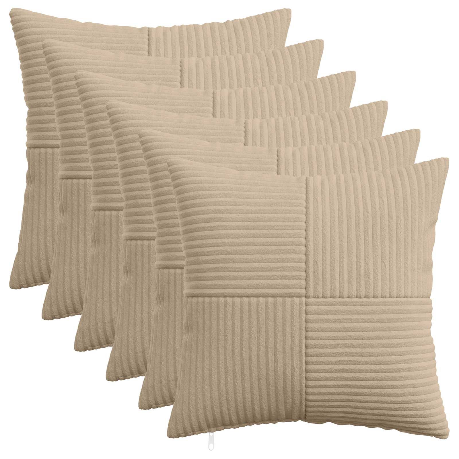 Κάλυμμα Μαξιλαριού 6 pcs ALMELO Taupe 40 x 40 cm κορντουρόι - Pakobazaar