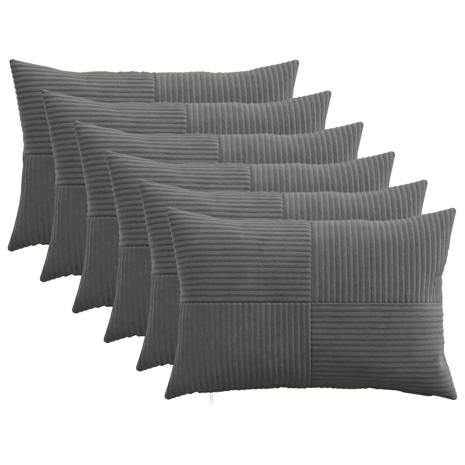 Κάλυμμα Μαξιλαριού 6 pcs ALMELO Σκούρο Γκρι 40 x 60 cm - Pakobazaar