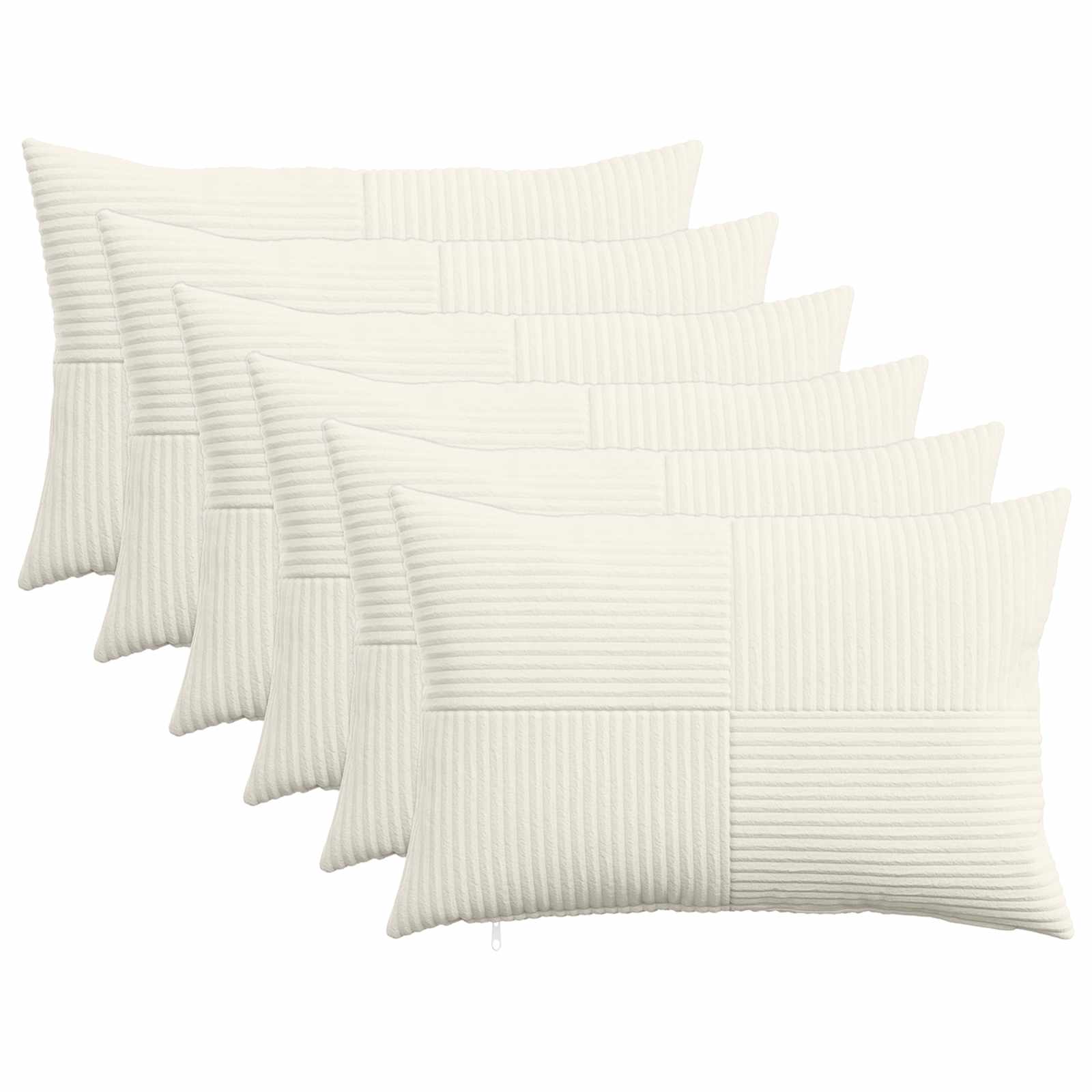 Κάλυμμα Μαξιλαριού 6 pcs ALMELO Κρεμ 40 x 60 cm κορντουρόι - Pakobazaar