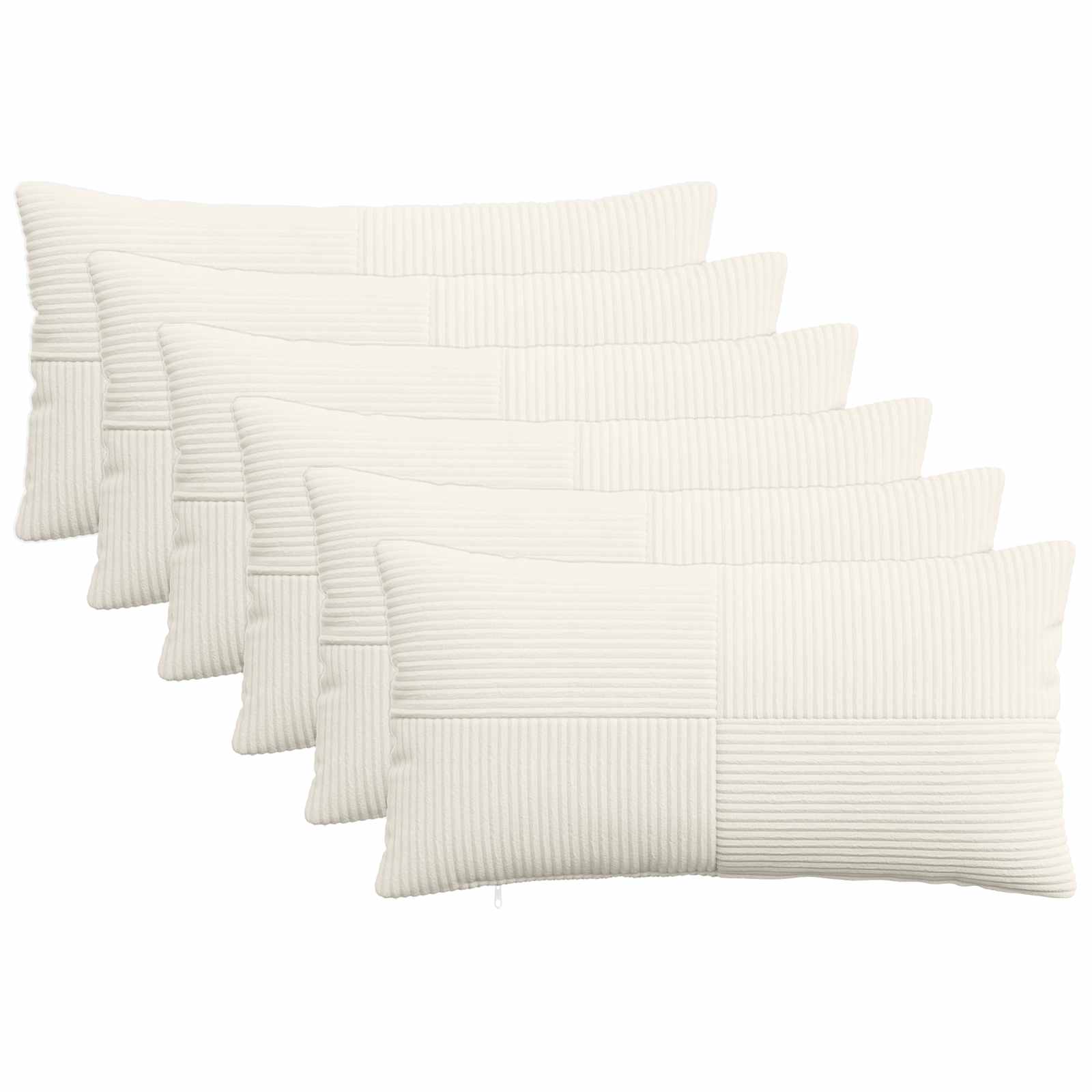 Κάλυμμα Μαξιλαριού 6 pcs ALMELO Κρεμ 40 x 70 cm κορντουρόι - Pakobazaar