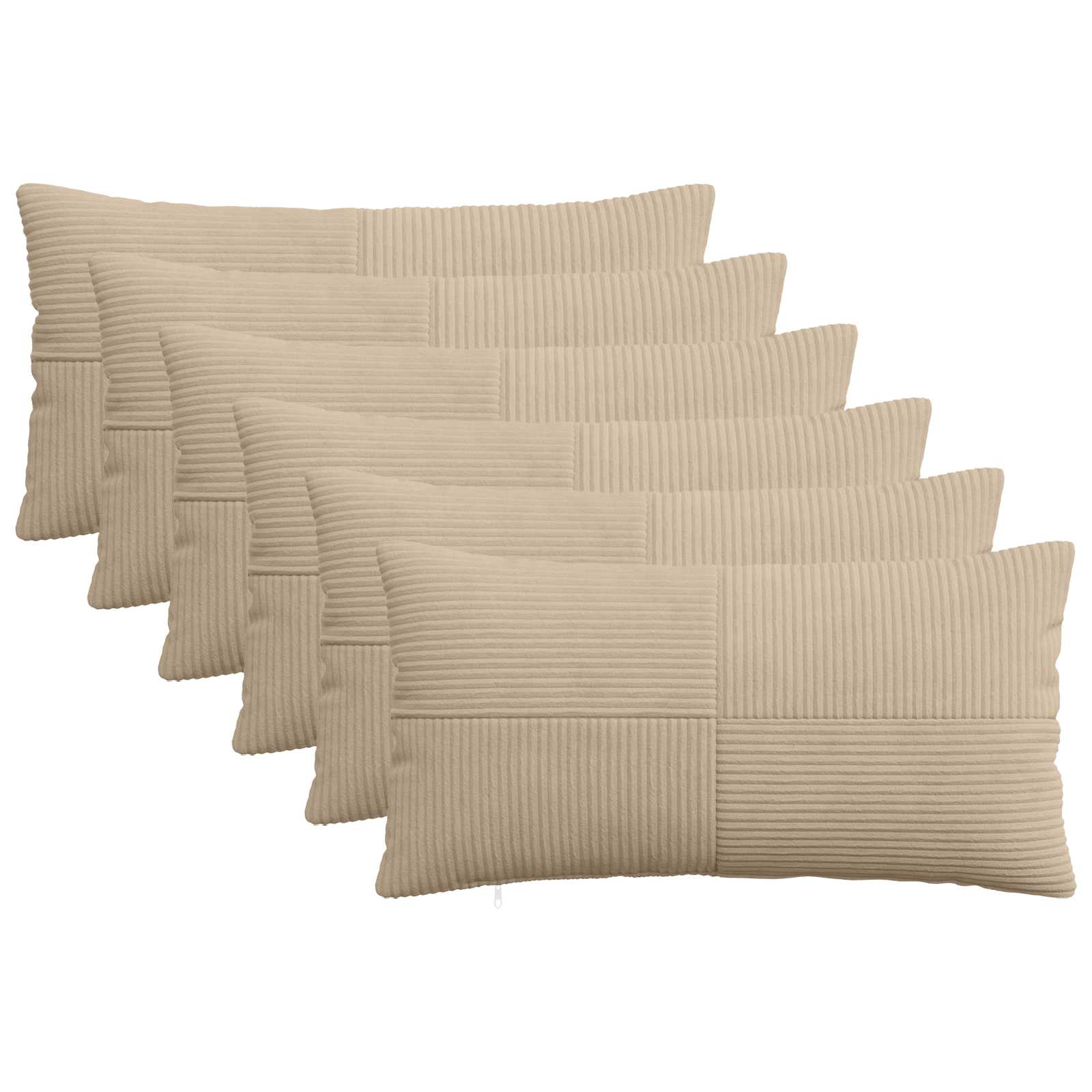 Κάλυμμα Μαξιλαριού 6 pcs ALMELO Taupe 40 x 70 cm κορντουρόι - Pakobazaar
