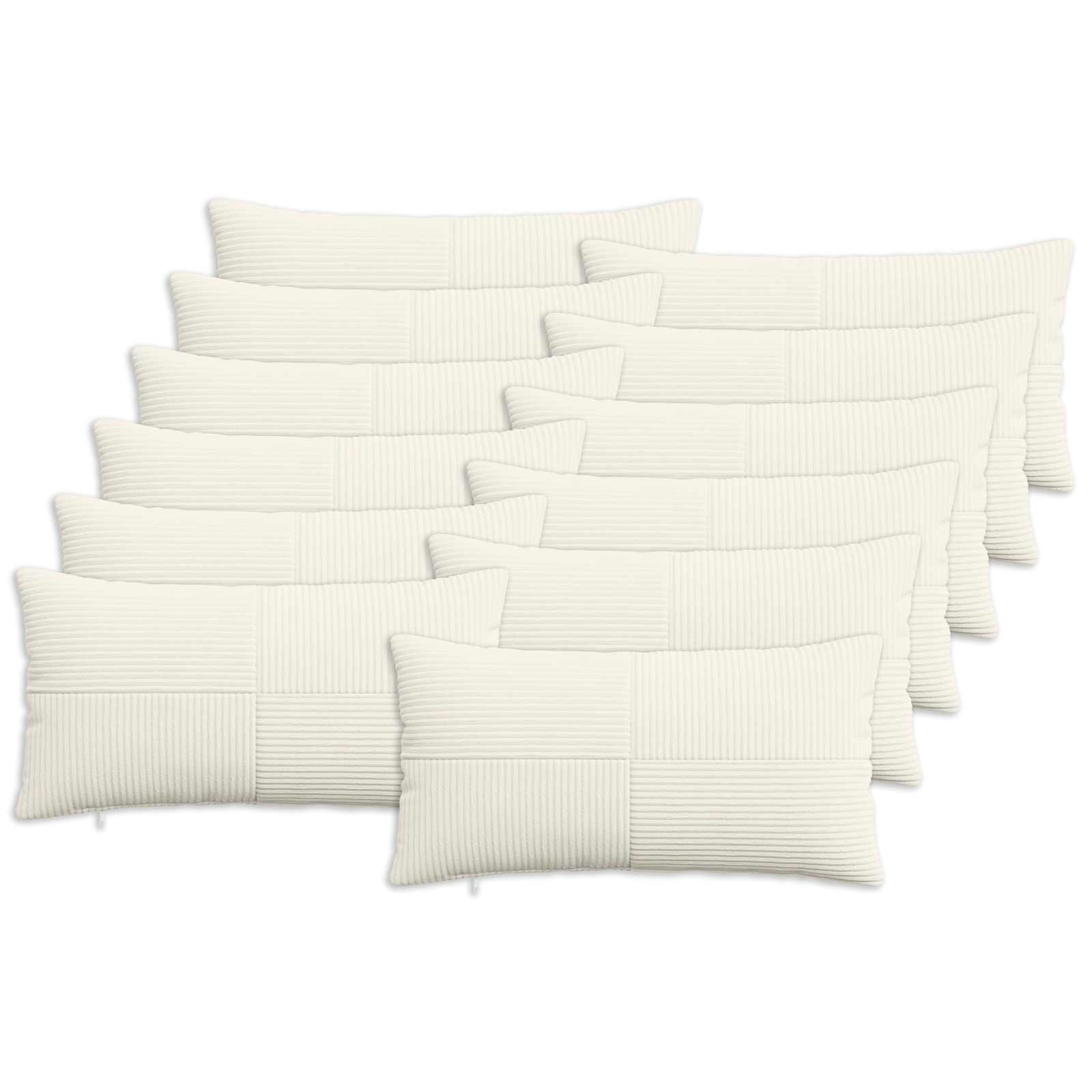 Κάλυμμα Μαξιλαριού 12 pcs ALMELO Κρεμ 40 x 80 cm κορντουρόι - Pakobazaar