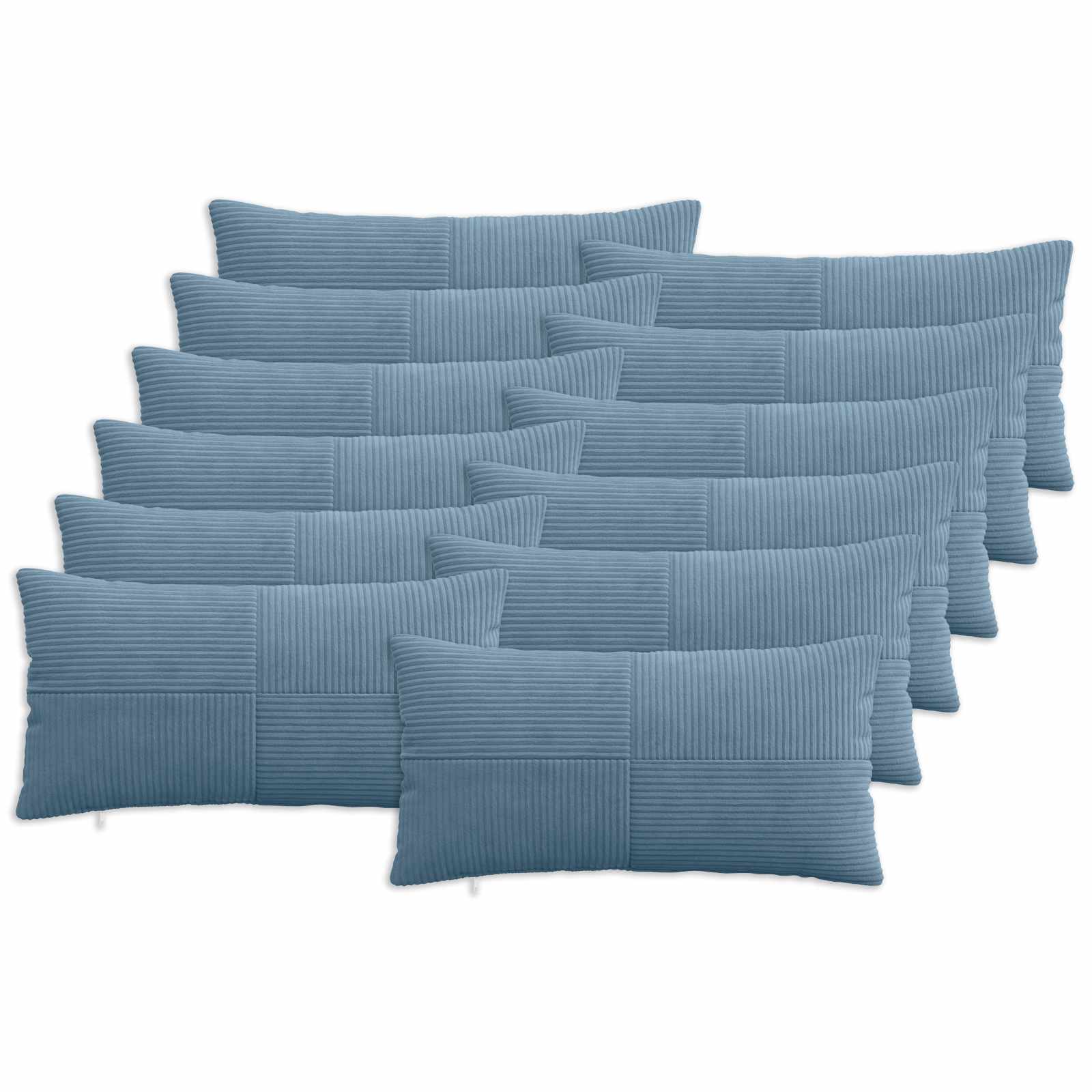 Κάλυμμα Μαξιλαριού 12 pcs ALMELO Μπλε 40 x 80 cm κορντουρόι - Pakobazaar