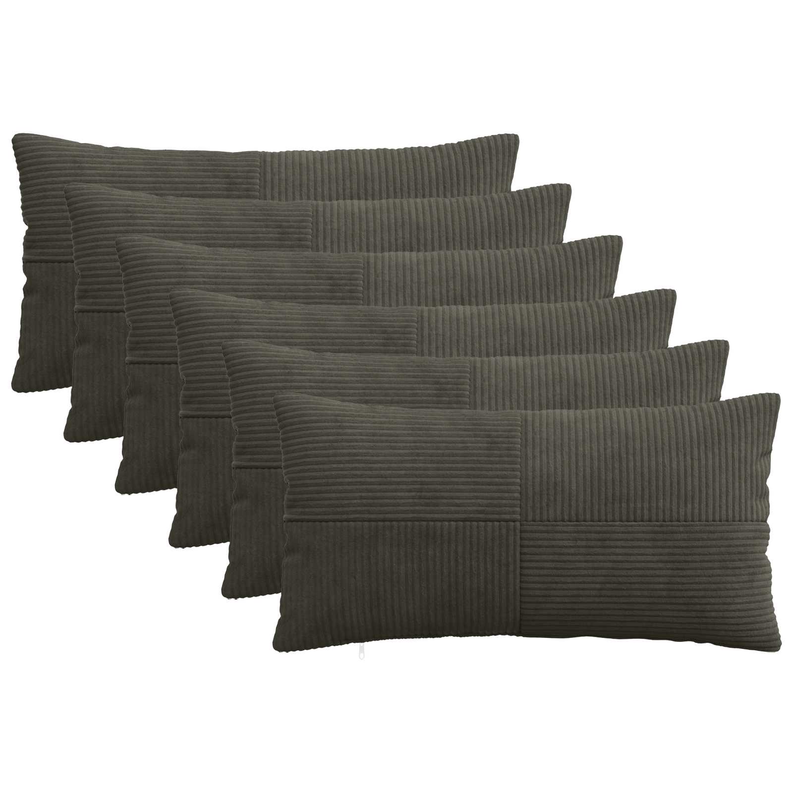 Κάλυμμα Μαξιλαριού 6 pcs ALMELO Ανθρακί 40 x 80 cm κορντουρόι - Pakobazaar