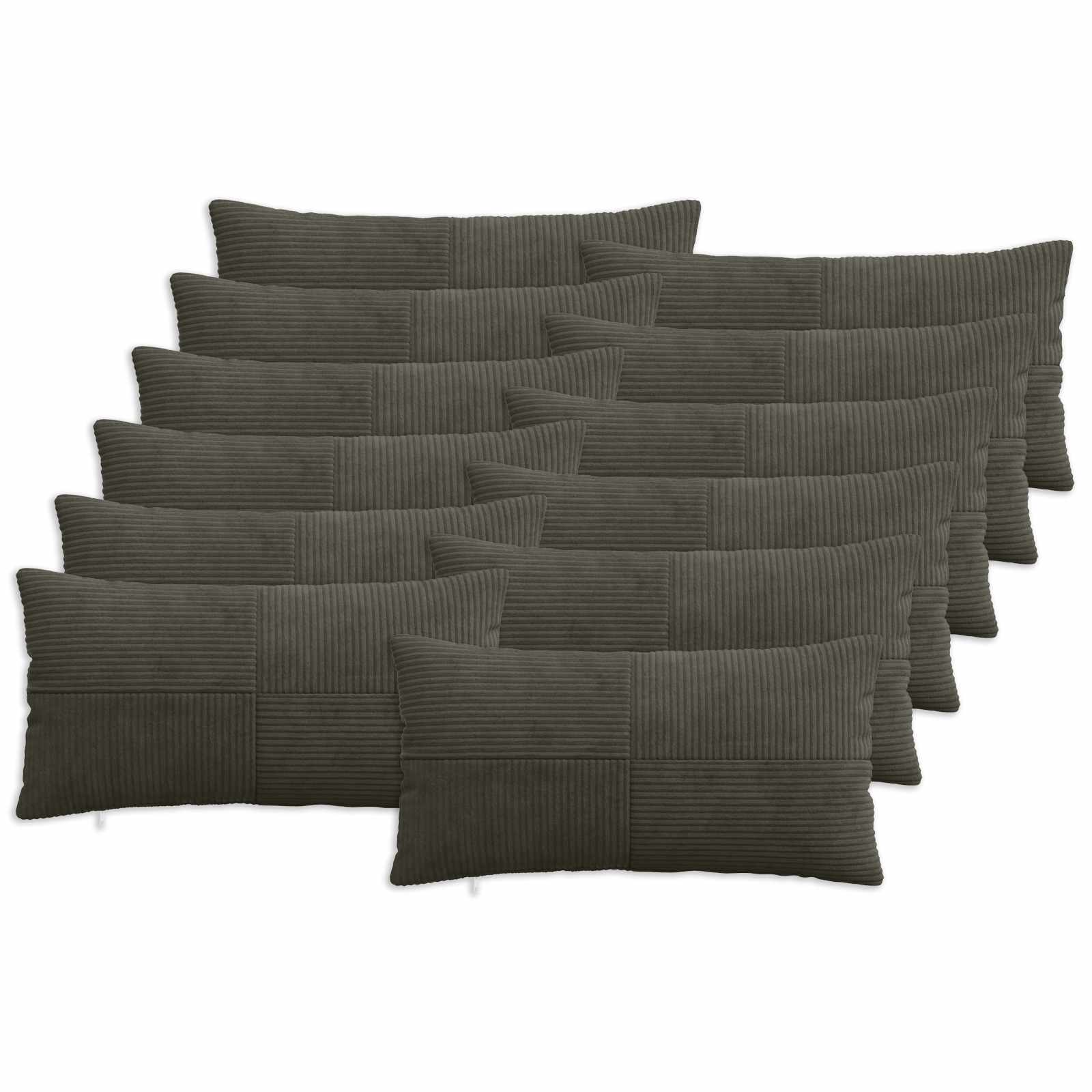 Κάλυμμα Μαξιλαριού 12 pcs ALMELO Ανθρακί 40 x 80 cm κορντουρόι - Pakobazaar