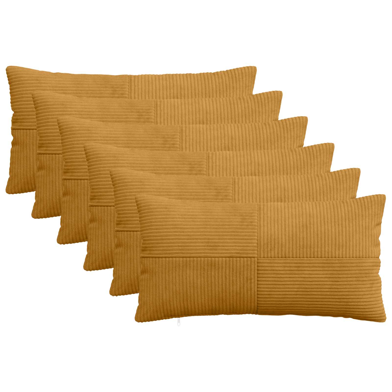 Κάλυμμα Μαξιλαριού 6 pcs ALMELO Κίτρινο 40 x 80 cm κορντουρόι