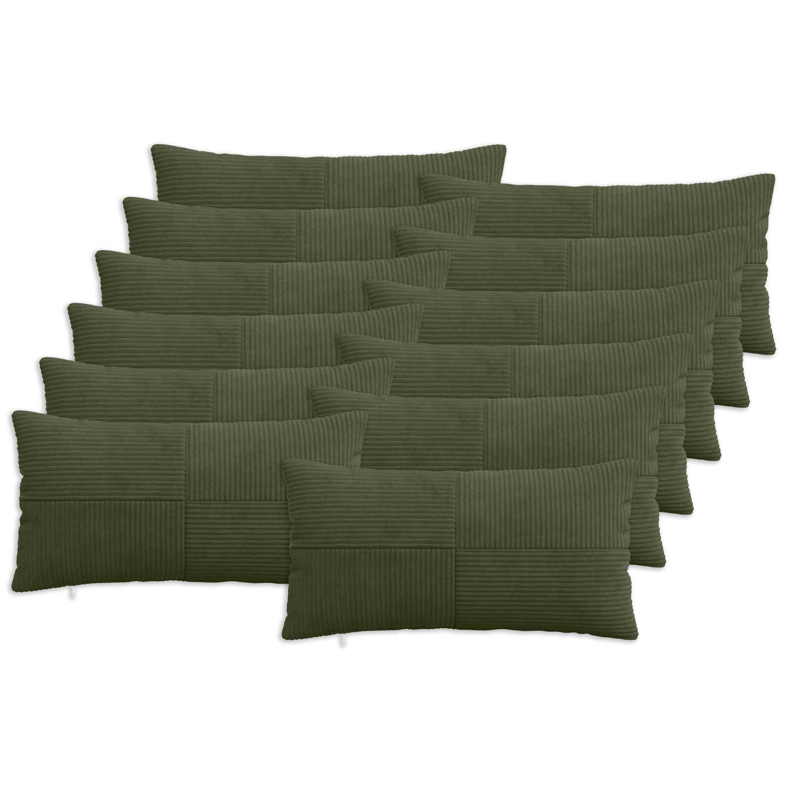 Κάλυμμα Μαξιλαριού 12 pcs ALMELO Πράσινο 40 x 80 cm κορντουρόι - Pakobazaar