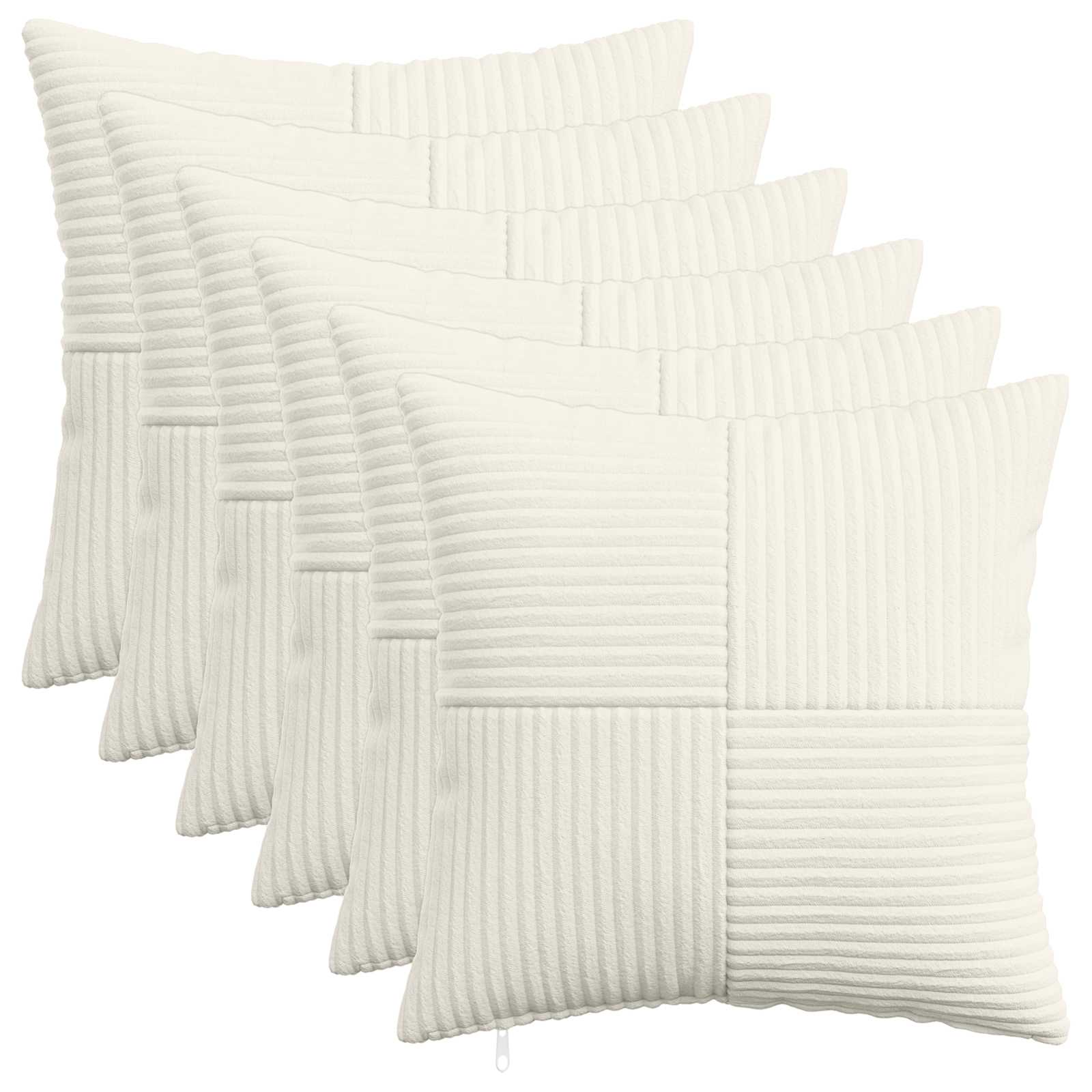Κάλυμμα Μαξιλαριού 6 pcs ALMELO Κρεμ 45 x 45 cm κορντουρόι - Pakobazaar