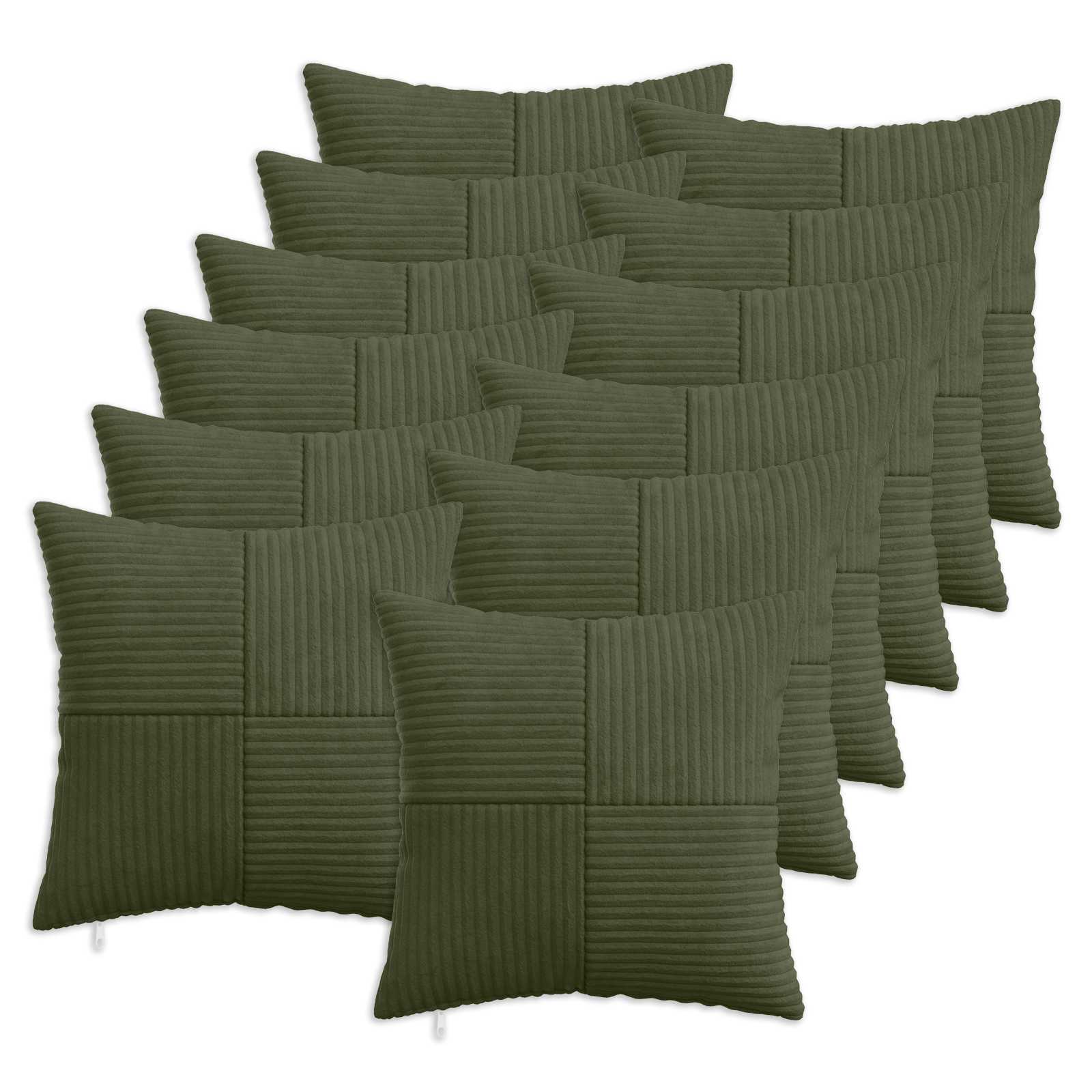 Κάλυμμα Μαξιλαριού 12 pcs ALMELO Πράσινο 45 x 45 cm κορντουρόι