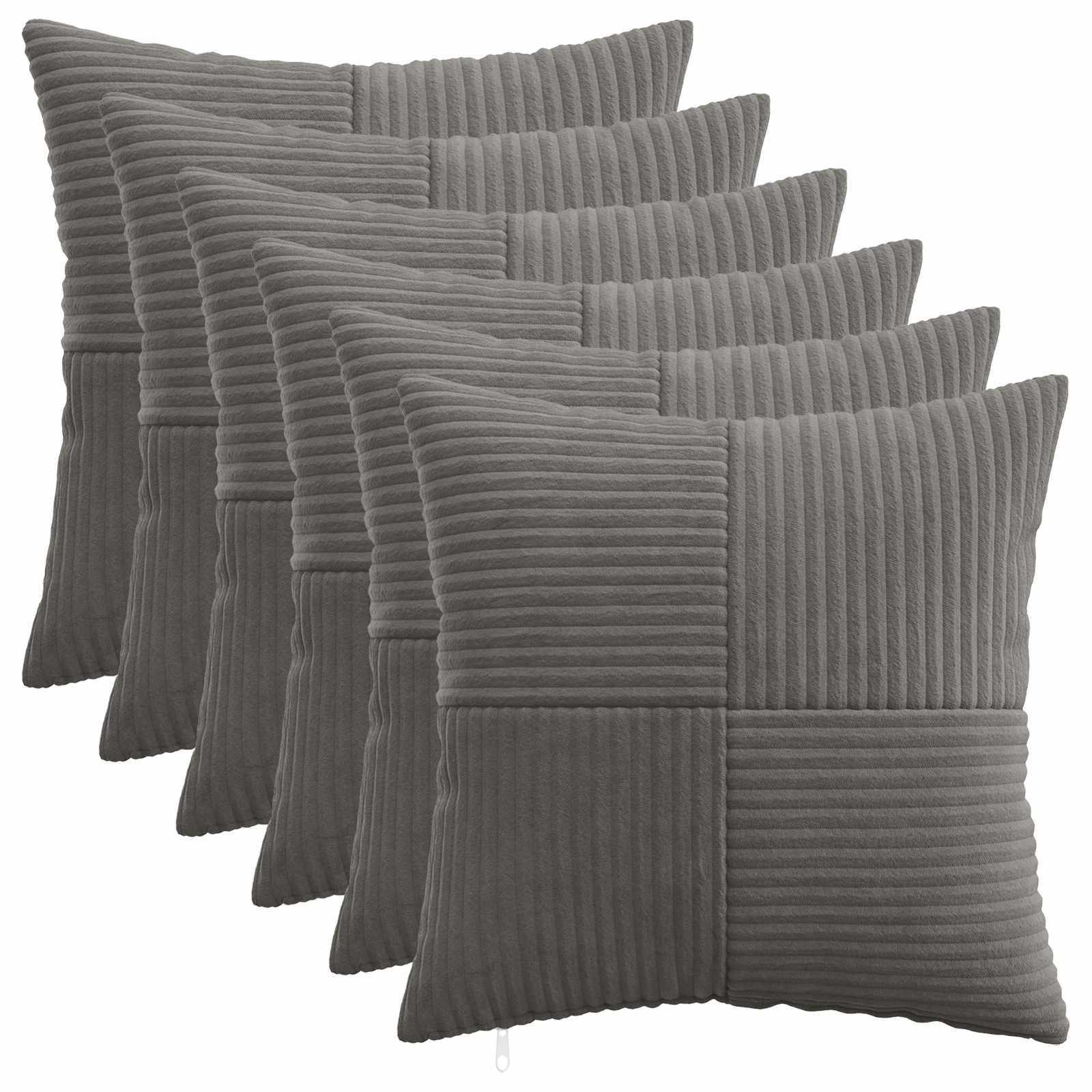 Κάλυμμα Μαξιλαριού 6 pcs ALMELO Σκούρο Γκρι 50 x 50 cm - Pakobazaar