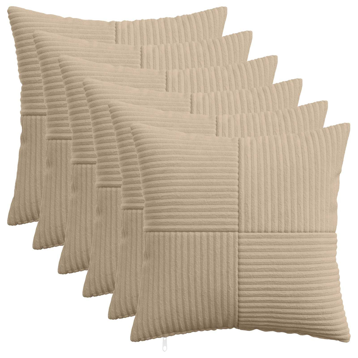 Κάλυμμα Μαξιλαριού 6 pcs ALMELO Taupe 50 x 50 cm κορντουρόι - Pakobazaar