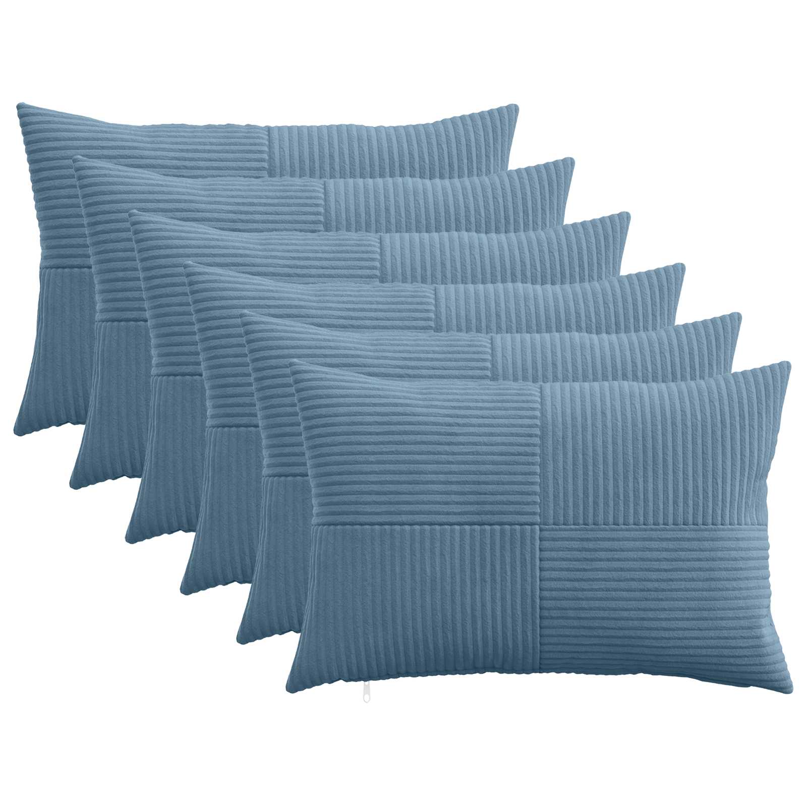 Κάλυμμα Μαξιλαριού 6 pcs ALMELO Μπλε 50 x 75 cm κορντουρόι - Pakobazaar