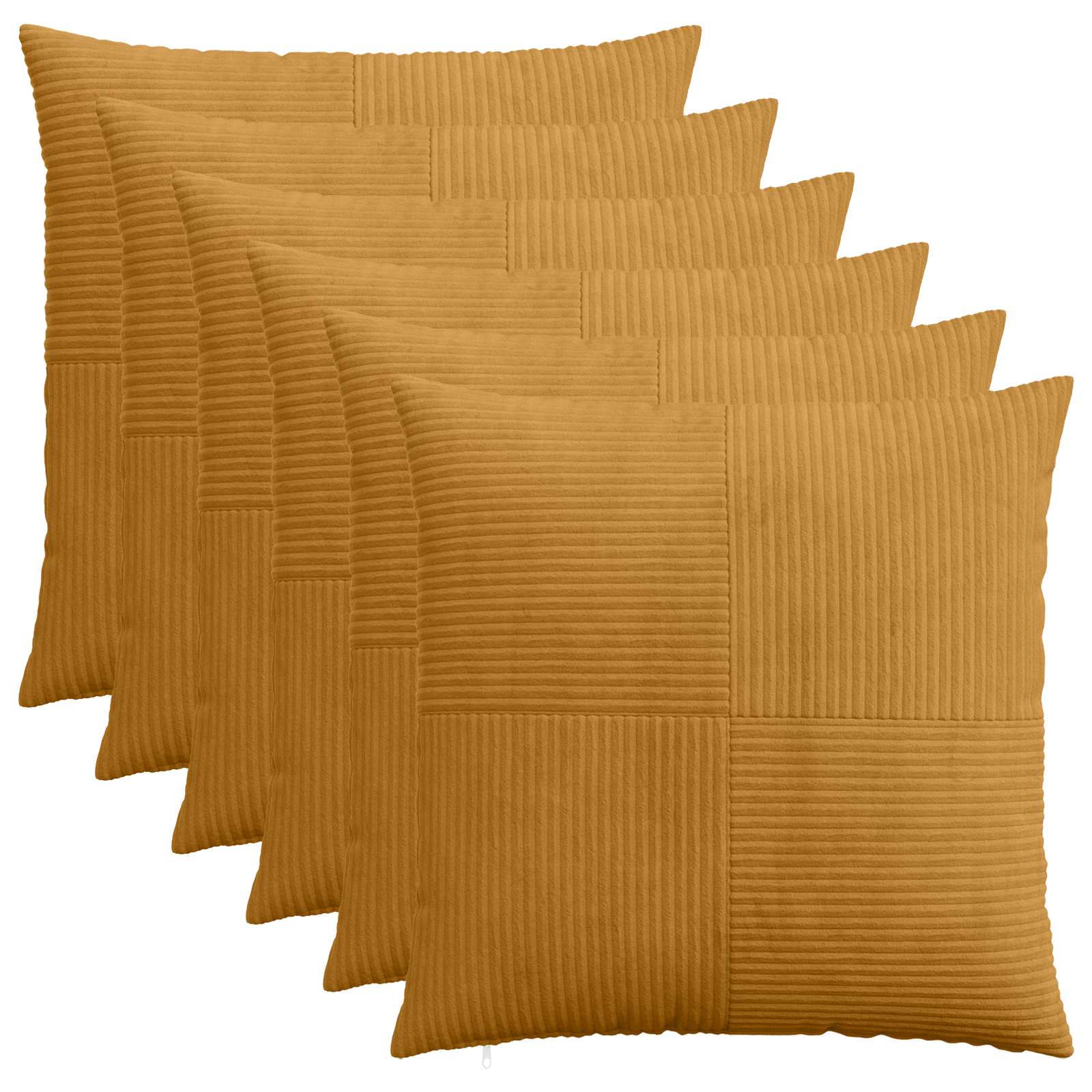 Κάλυμμα Μαξιλαριού 6 pcs ALMELO Κίτρινο 60 x 60 cm κορντουρόι