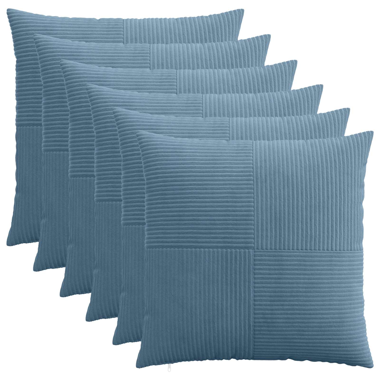 Κάλυμμα Μαξιλαριού 6 pcs ALMELO Μπλε 70 x 70 cm κορντουρόι