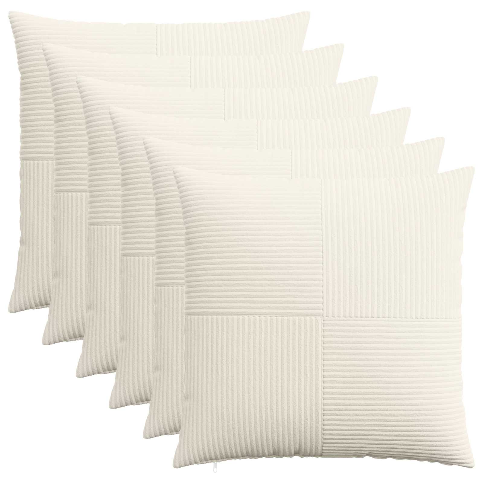 Κάλυμμα Μαξιλαριού 6 pcs ALMELO Κρεμ 80 x 80 cm κορντουρόι