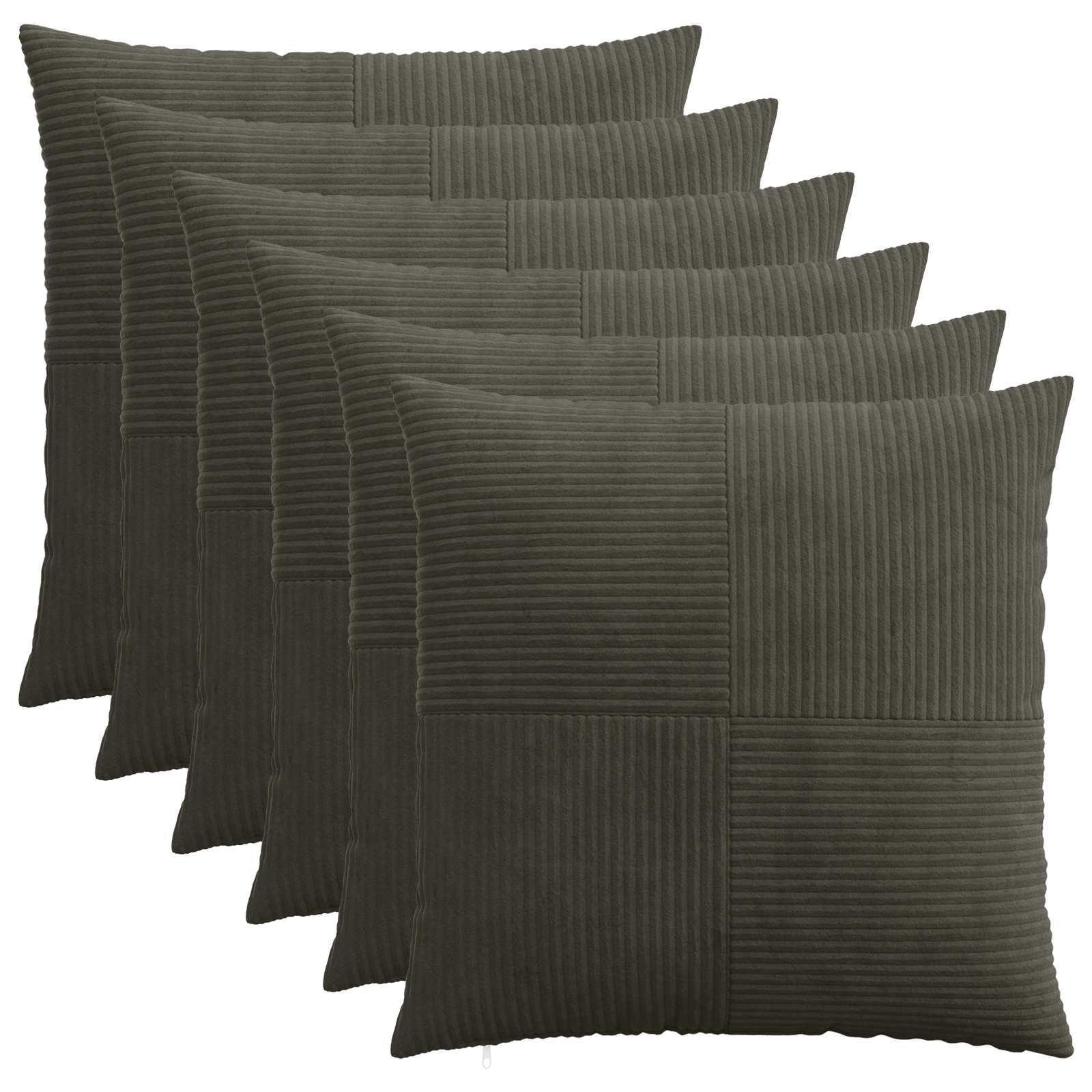Κάλυμμα Μαξιλαριού 6 pcs ALMELO Ανθρακί 80 x 80 cm κορντουρόι
