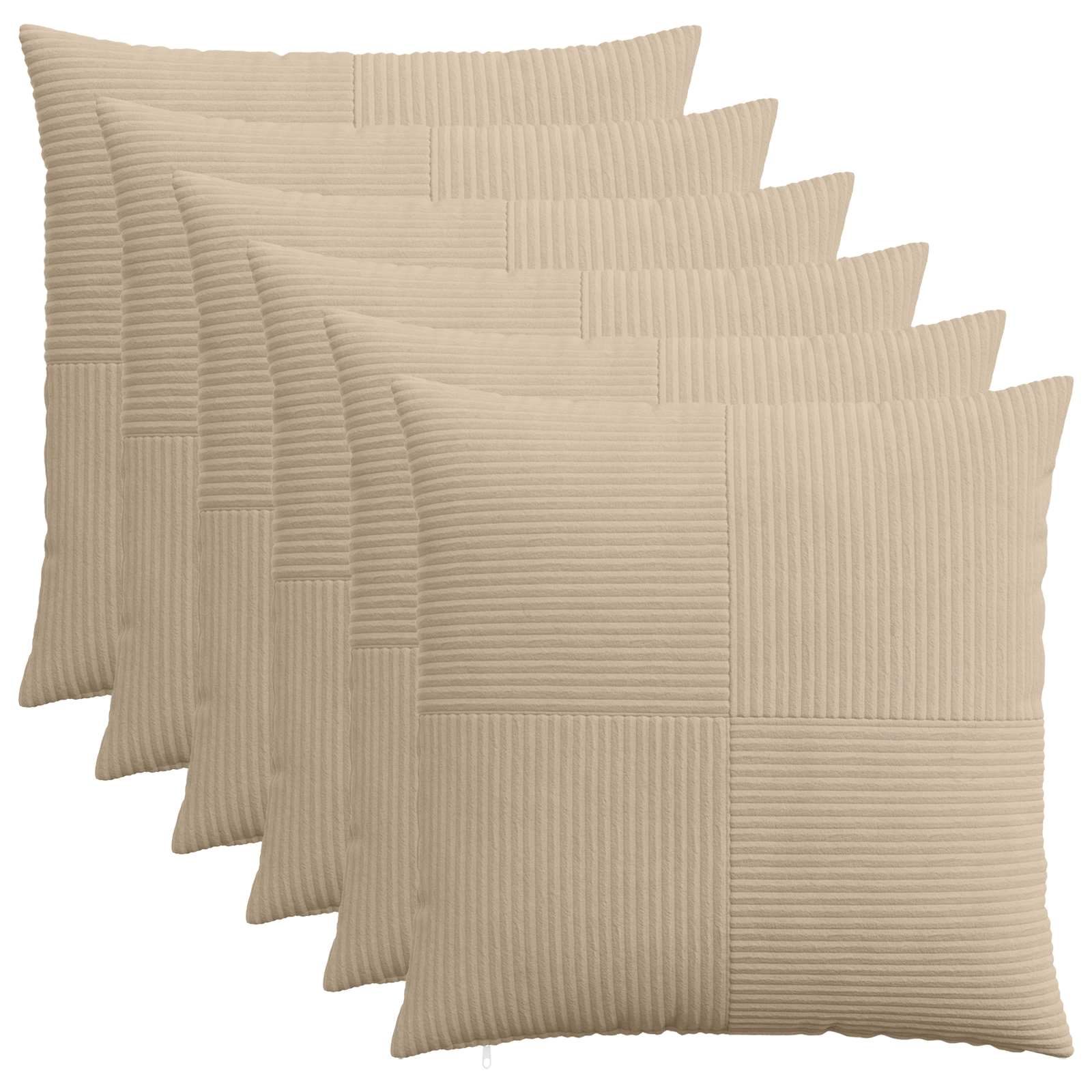 Κάλυμμα Μαξιλαριού 6 pcs ALMELO Taupe 80 x 80 cm κορντουρόι