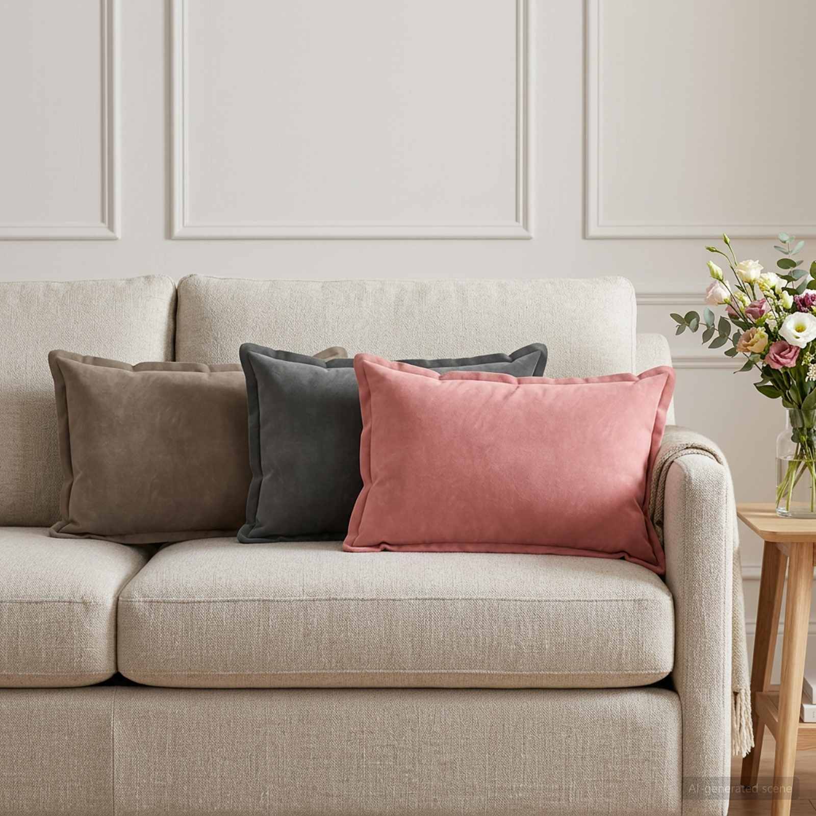 Κάλυμμα Μαξιλαριού 6 pcs HOUTEN Ροζ 30 x 50 cm Βελούδο