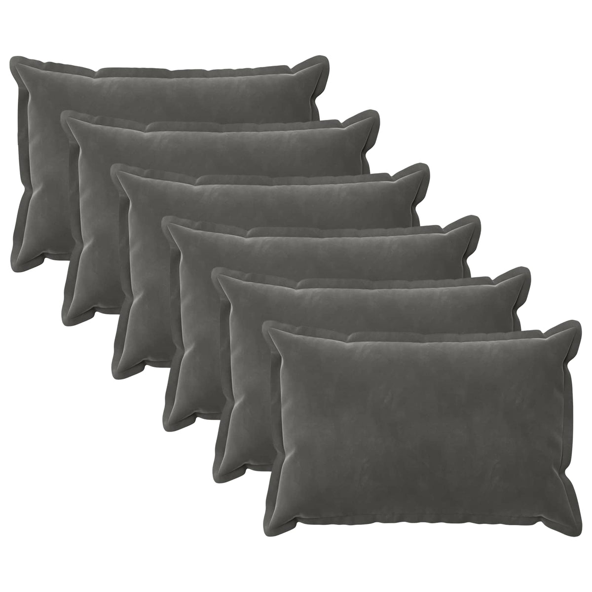 Κάλυμμα Μαξιλαριού 6 pcs HOUTEN Σκούρο Γκρι 30 x 50 cm Βελούδο - Pakobazaar
