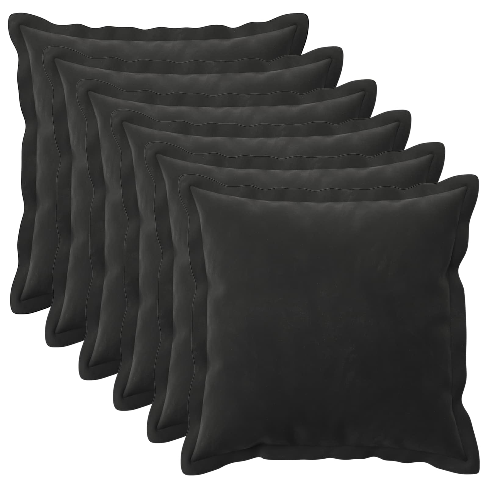 Κάλυμμα Μαξιλαριού 6 pcs HOUTEN Μαύρο 35 x 35 cm Βελούδο - Pakobazaar