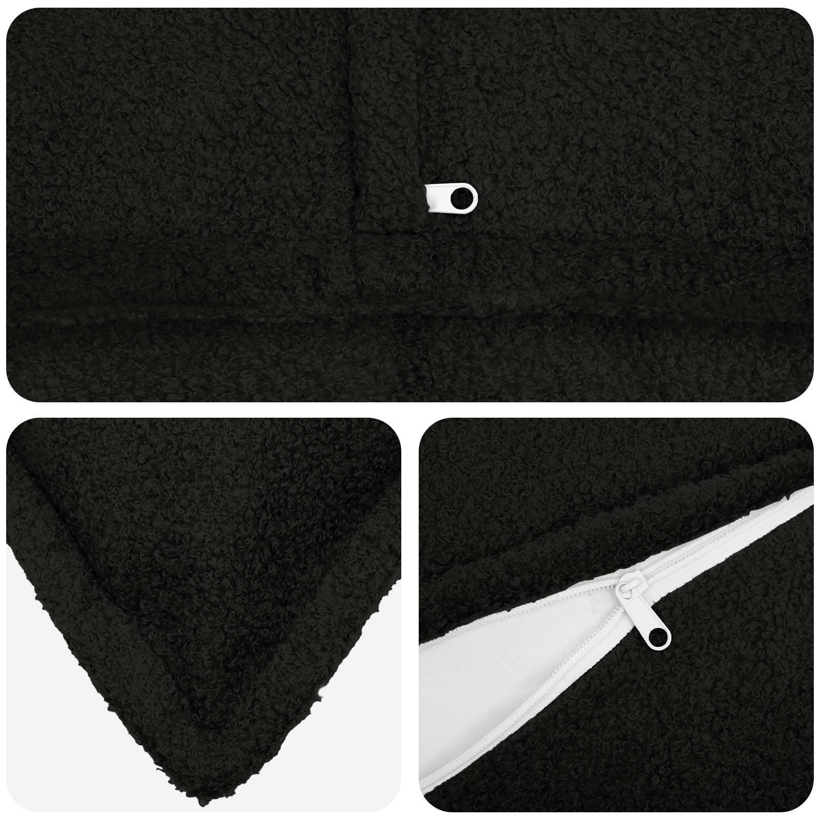 Κάλυμμα Μαξιλαριού 6 pcs HOUTEN Μαύρο 40 x 40 cm Μπουκλέ - Pakobazaar