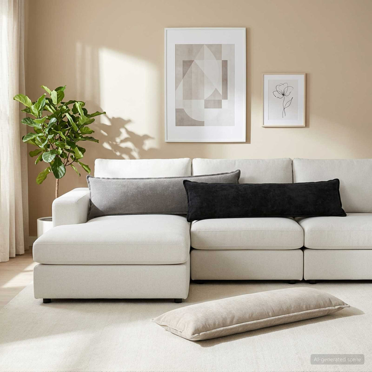 Μαξιλάρι HOUTEN Ανοιχτό γκρι 40 x 145 εκ. Ύφασμα Chenille - Pakobazaar