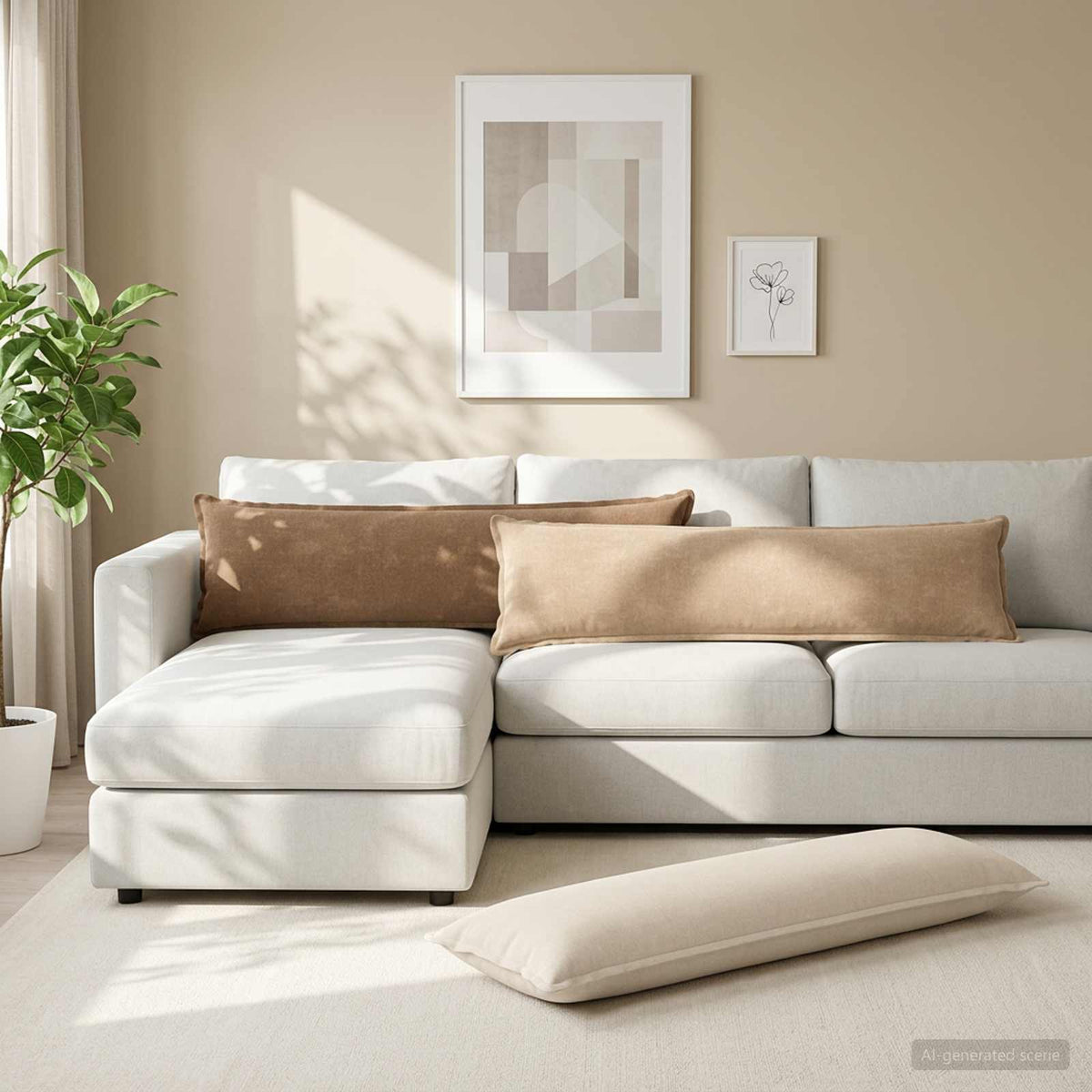Κάλυμμα Μαξιλαριού 2 τμχ. HOUTEN Κρεμ 40 x 145 εκ.