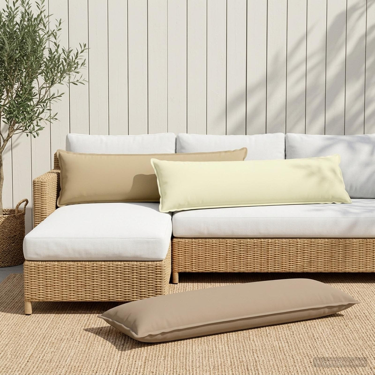 Μαξιλάρι με μαξιλάρι HOUTEN Κρεμ 40 x 145 εκ. Πολυεστέρας