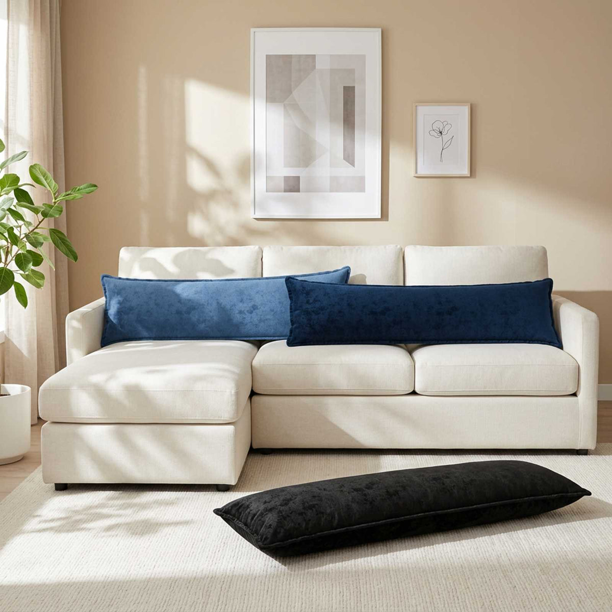 Κάλυμμα Μαξιλαριού HOUTEN Σκούρο μπλε 40 x 145 εκ. Φανέλα - Pakobazaar