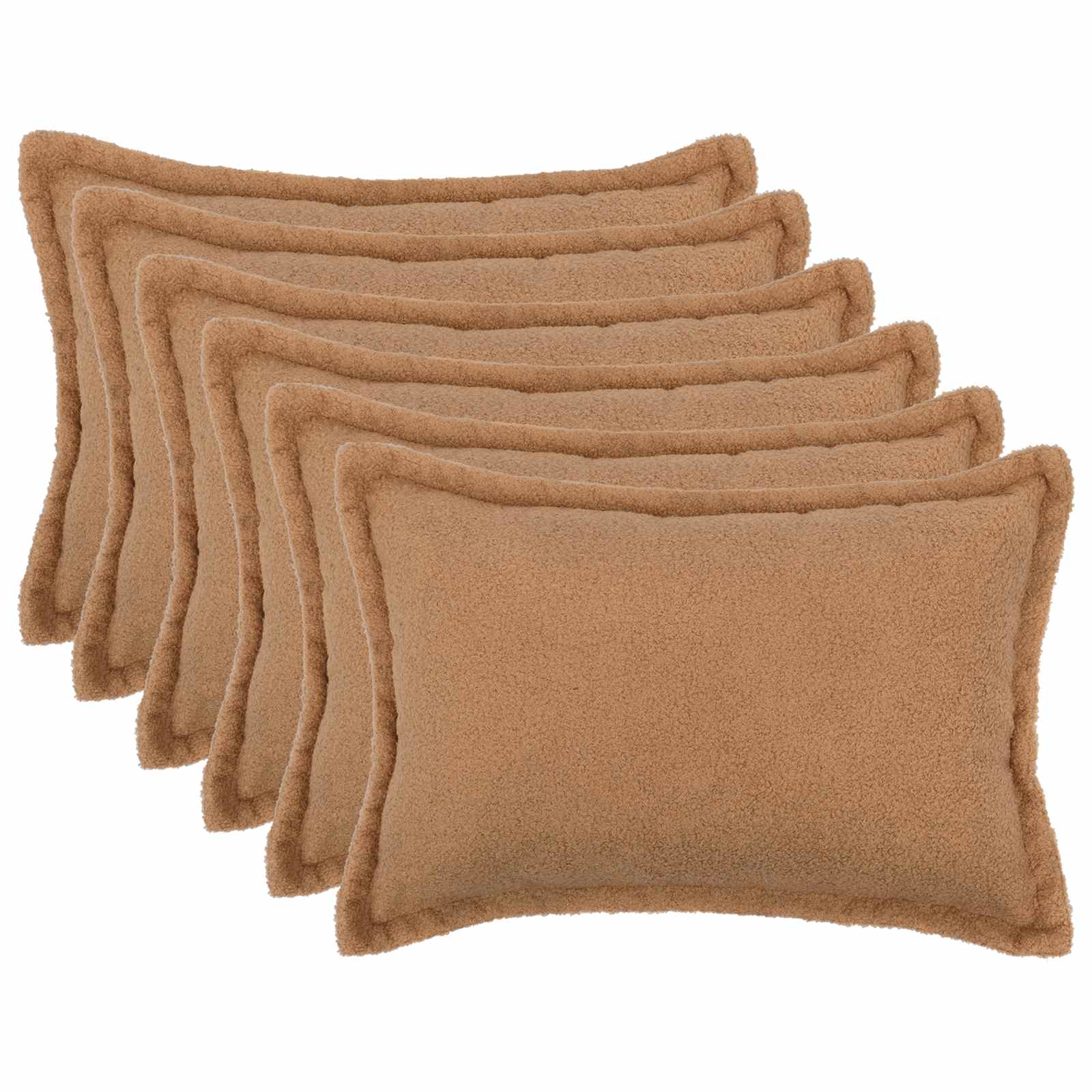 Κάλυμμα Μαξιλαριού 6 pcs HOUTEN Μπεζ 40 x 60 cm Μπουκλέ - Pakobazaar