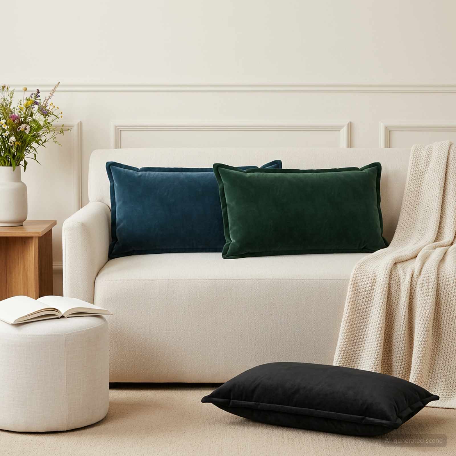 Κάλυμμα Μαξιλαριού 2 pcs HOUTEN Μαύρο 40 x 80 cm Βελούδο