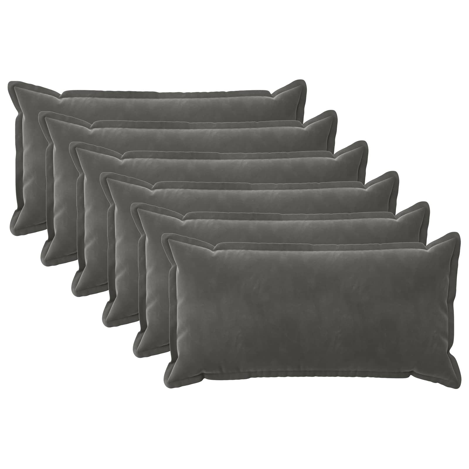 Κάλυμμα Μαξιλαριού 6 pcs HOUTEN Σκούρο Γκρι 40 x 70 cm Βελούδο